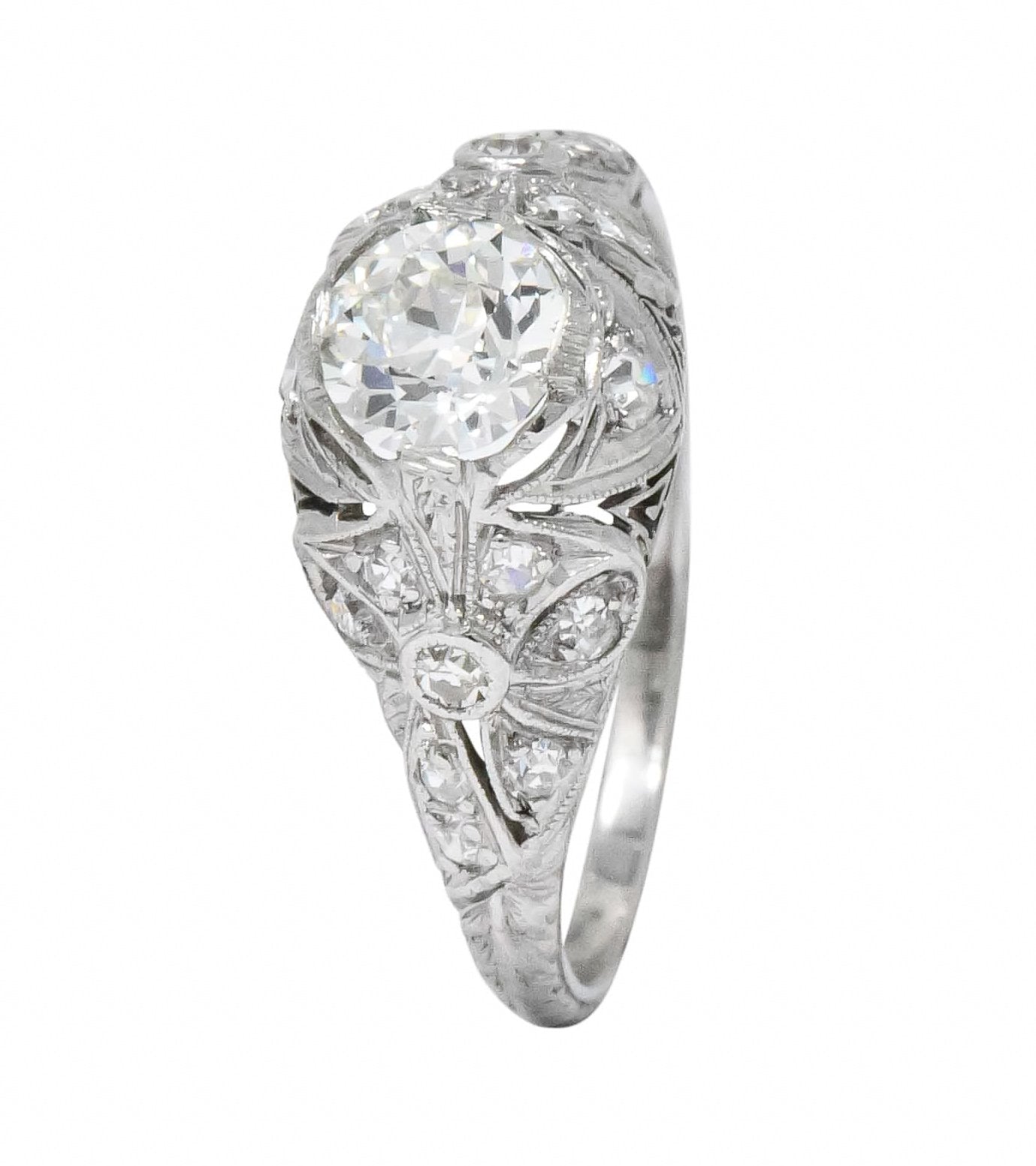 Edwardian 1.07 CTW Old European Cut Diamond Platinum Engagement Ring GIA - Wilson's Estate Jewelry