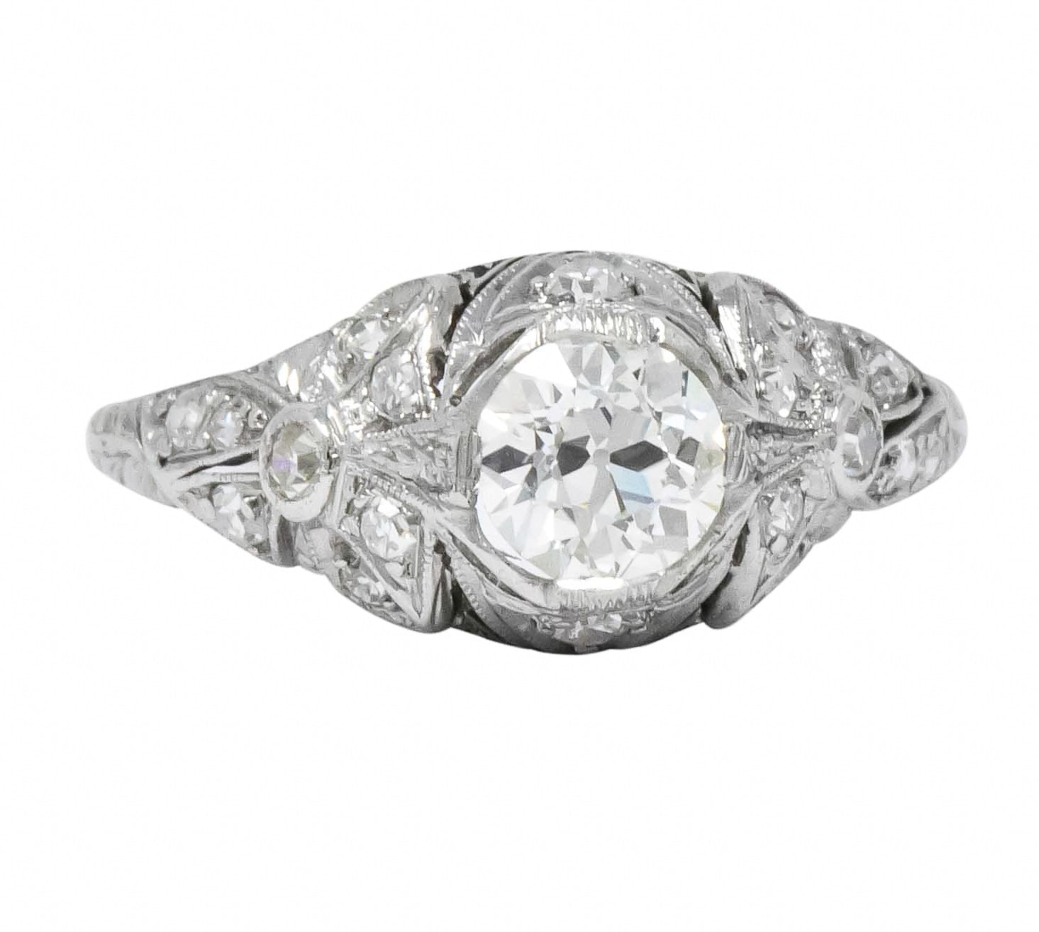 Edwardian 1.07 CTW Old European Cut Diamond Platinum Engagement Ring GIA - Wilson's Estate Jewelry