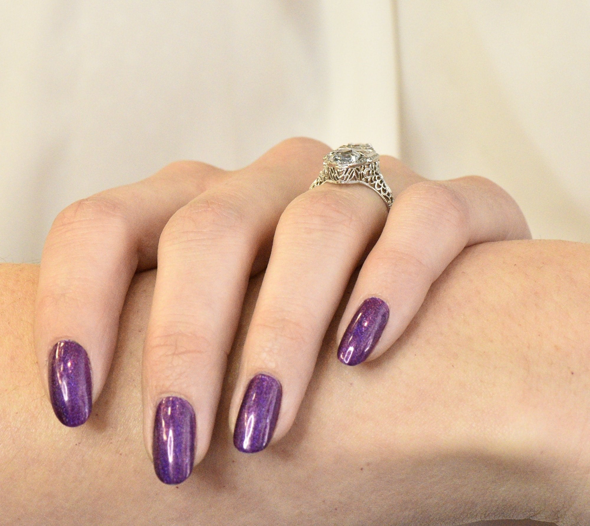 Edwardian 1.75 CTW Aquamarine Dragonfly 14 Karat White Gold Cocktail Ring Wilson's Estate Jewelry