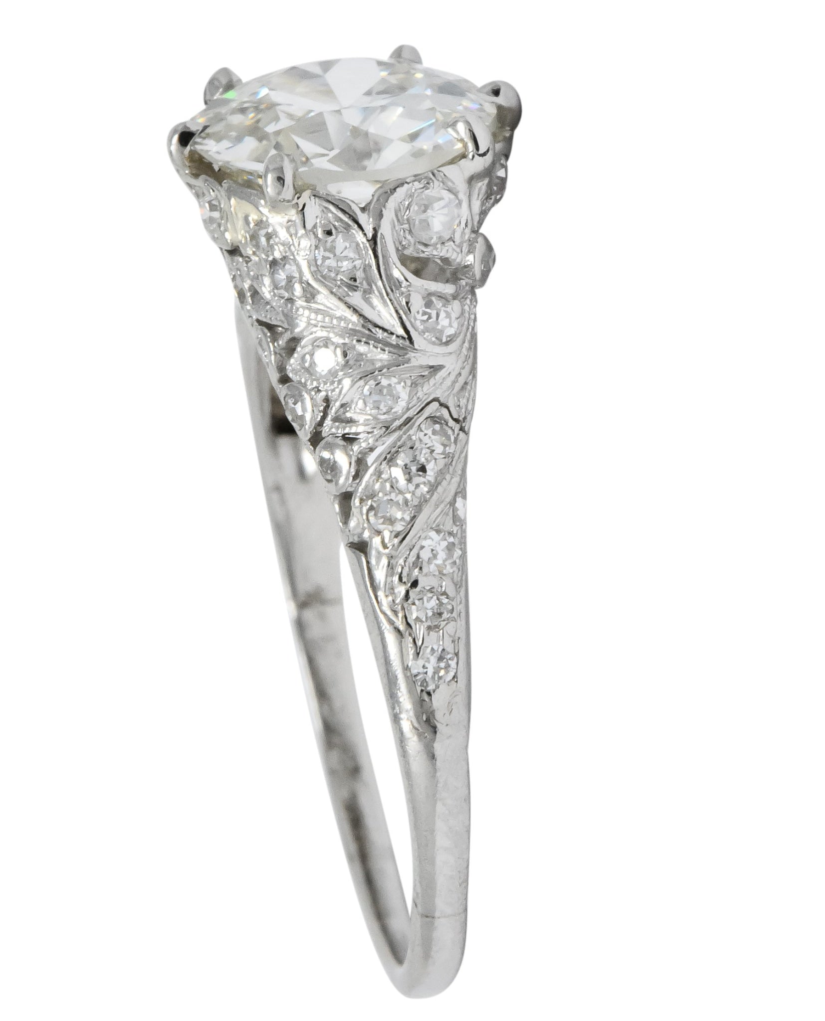 Edwardian 2.23 CTW Transitional Cut Diamond Platinum Engagement Ring GIA - Wilson's Estate Jewelry