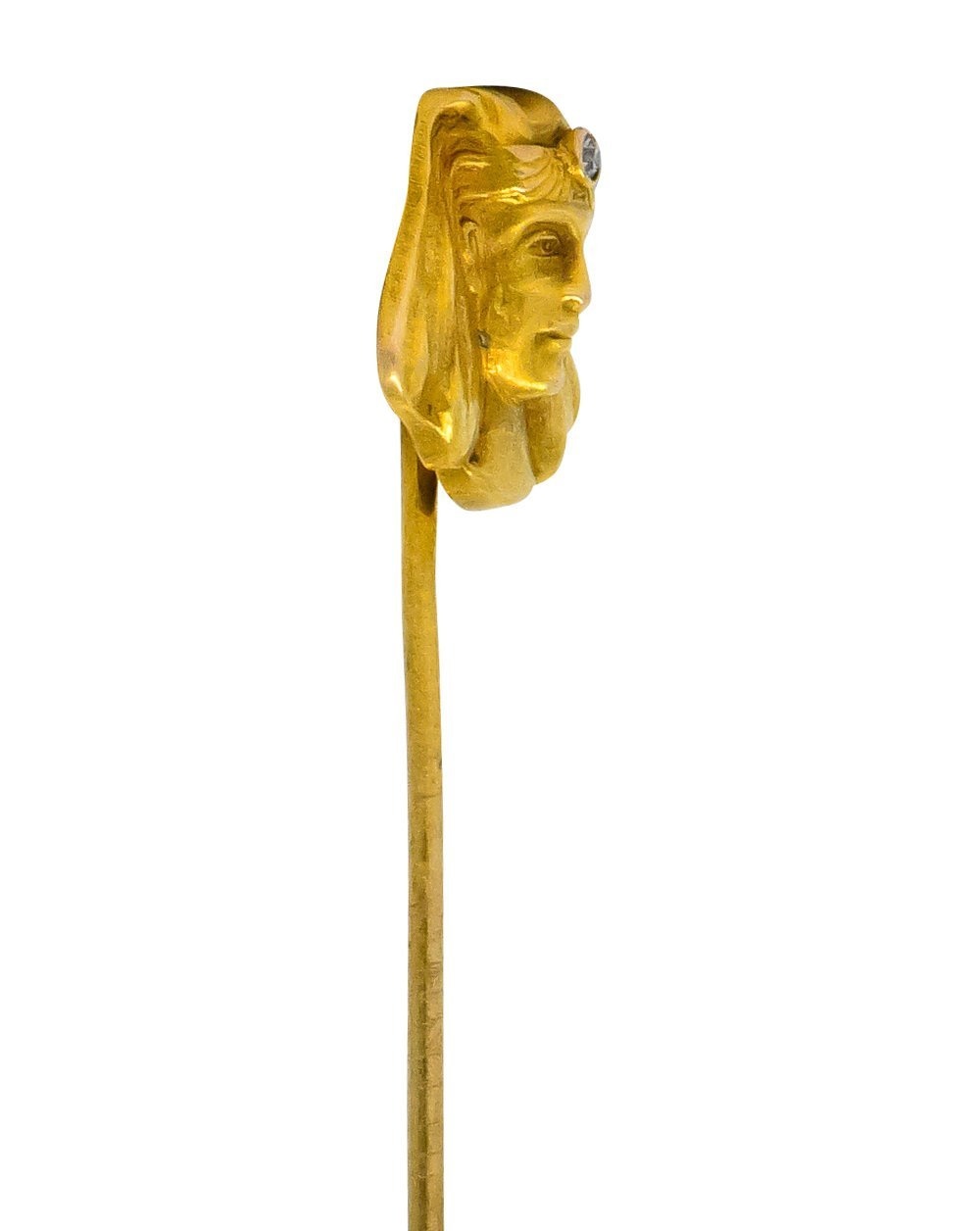 Egyptian Revival Diamond 14 Karat Gold Pharaoh Stickpin - Wilson's Estate Jewelry