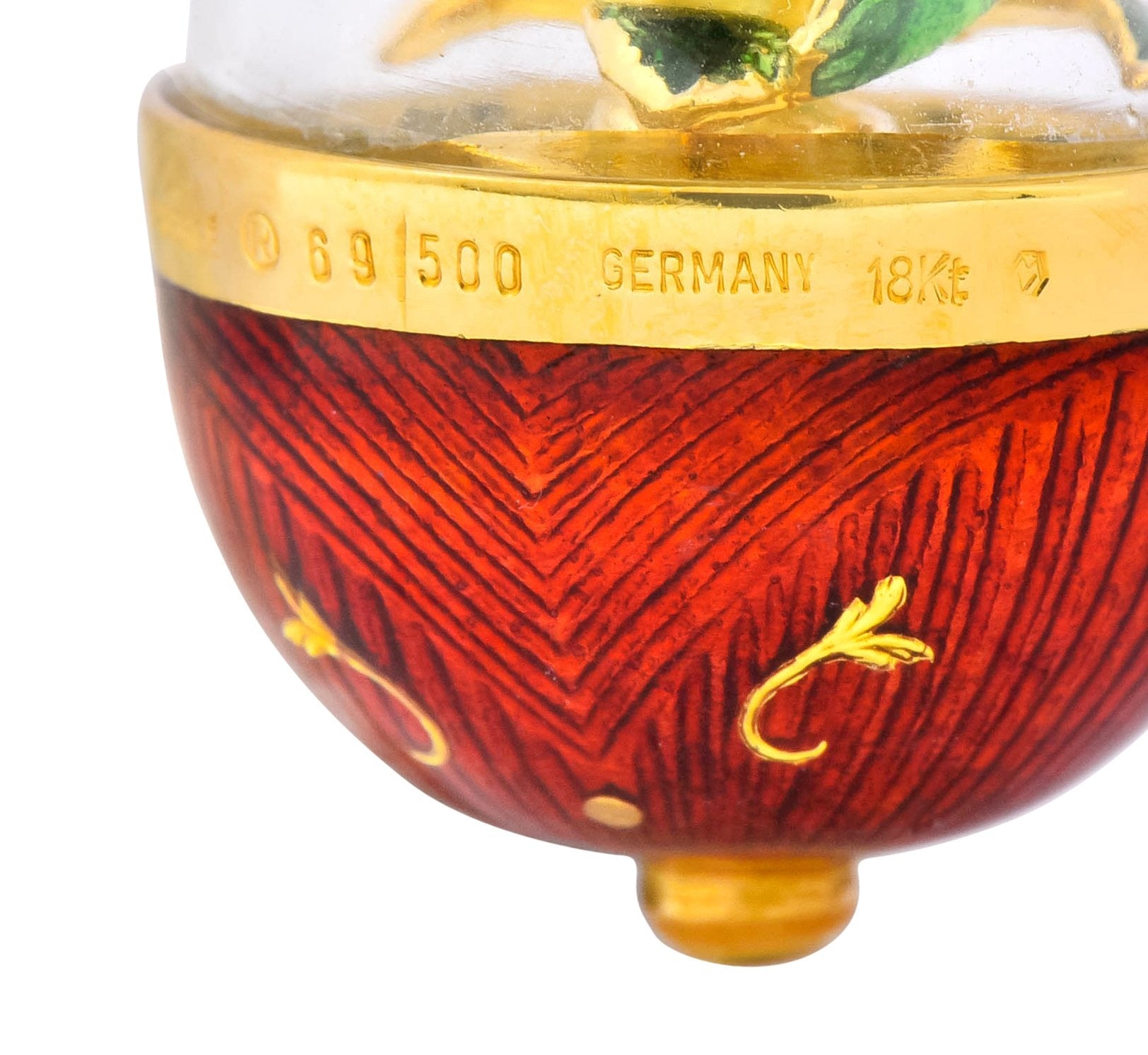 Faberge Enamel Egg Diamond 18 Karat Gold German Rose Flower Pendant - Wilson's Estate Jewelry