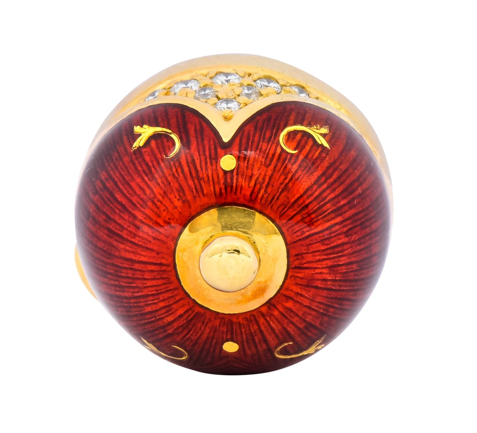 Faberge Enamel Egg Diamond 18 Karat Gold German Rose Flower Pendant - Wilson's Estate Jewelry