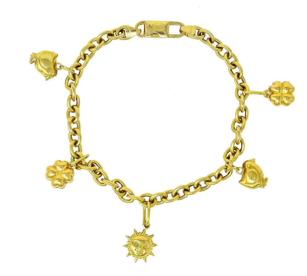 Fratelli Chini Italian Vintage 18 Karat Yellow Gold Charm Bracelet - Wilson's Estate Jewelry