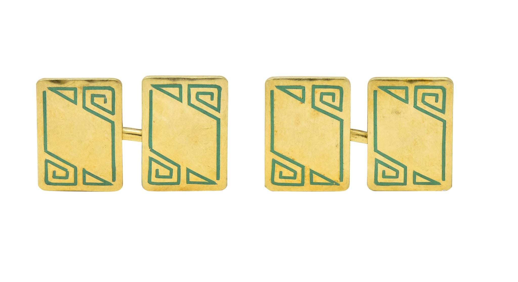 Geoffroy & Co. Art Deco Enamel 14 Karat Gold Men's Cufflinks - Wilson's Estate Jewelry