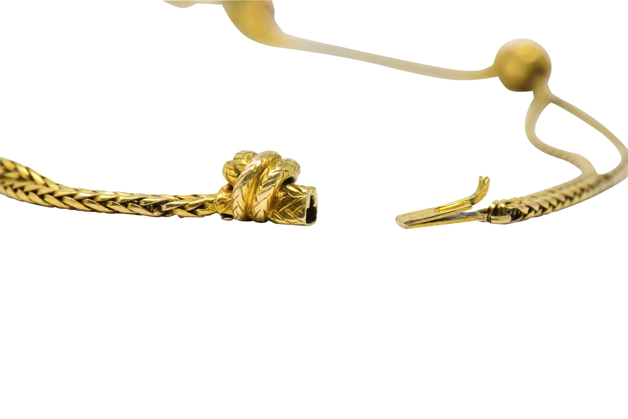 Georgian 1.20 CTW Pink Sapphire Opal 18 Karat Gold Negligee Rope Necklace Wilson's Estate Jewelry