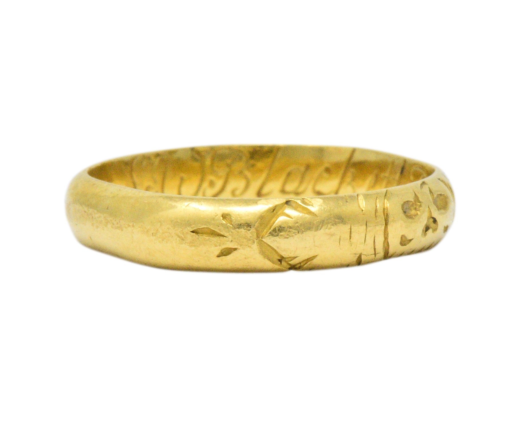 Georgian 22 Karat Gold Memento Mori Skull Unisex Band Ring Wilson's Estate Jewelry