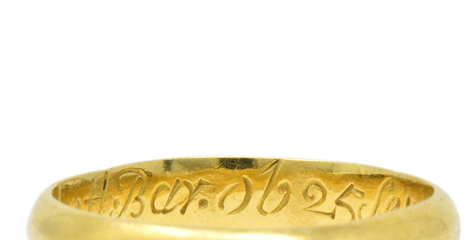 Georgian 22 Karat Gold Memento Mori Skull Unisex Band Ring Wilson's Estate Jewelry