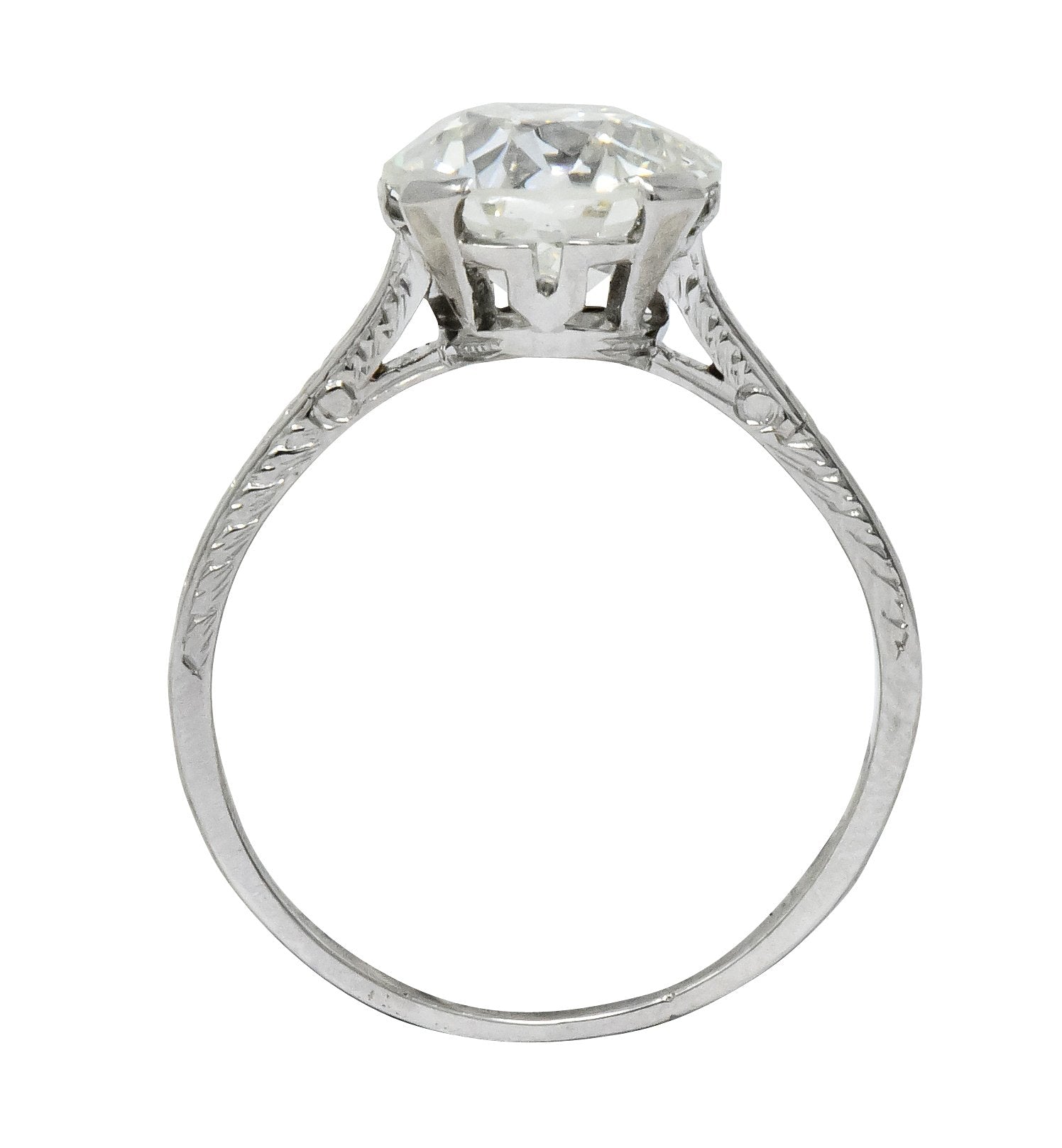 Gillot & Co. 3.21 CTW Old European Diamond Platinum Engagement Ring GIA - Wilson's Estate Jewelry