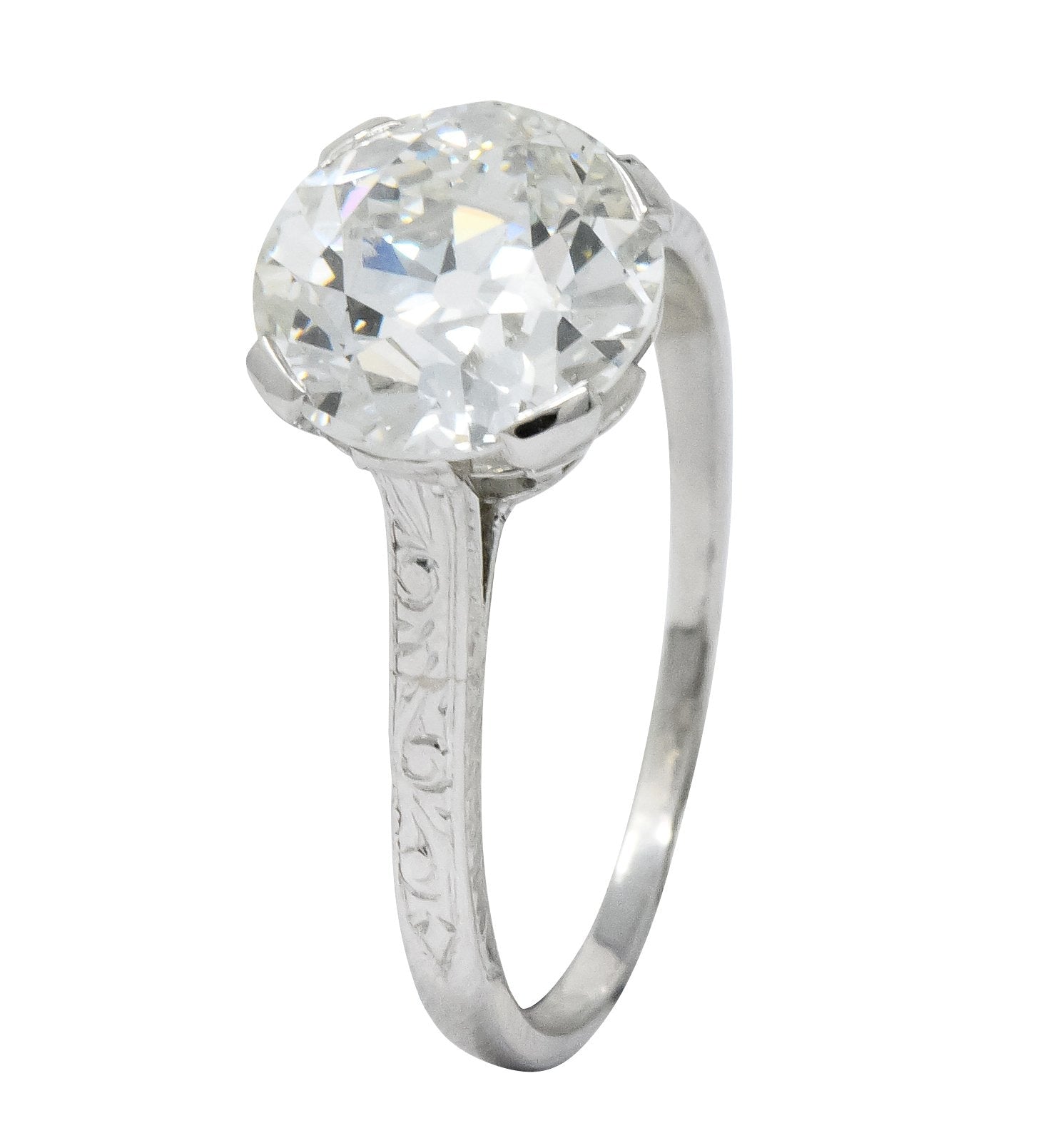 Gillot & Co. 3.21 CTW Old European Diamond Platinum Engagement Ring GIA - Wilson's Estate Jewelry