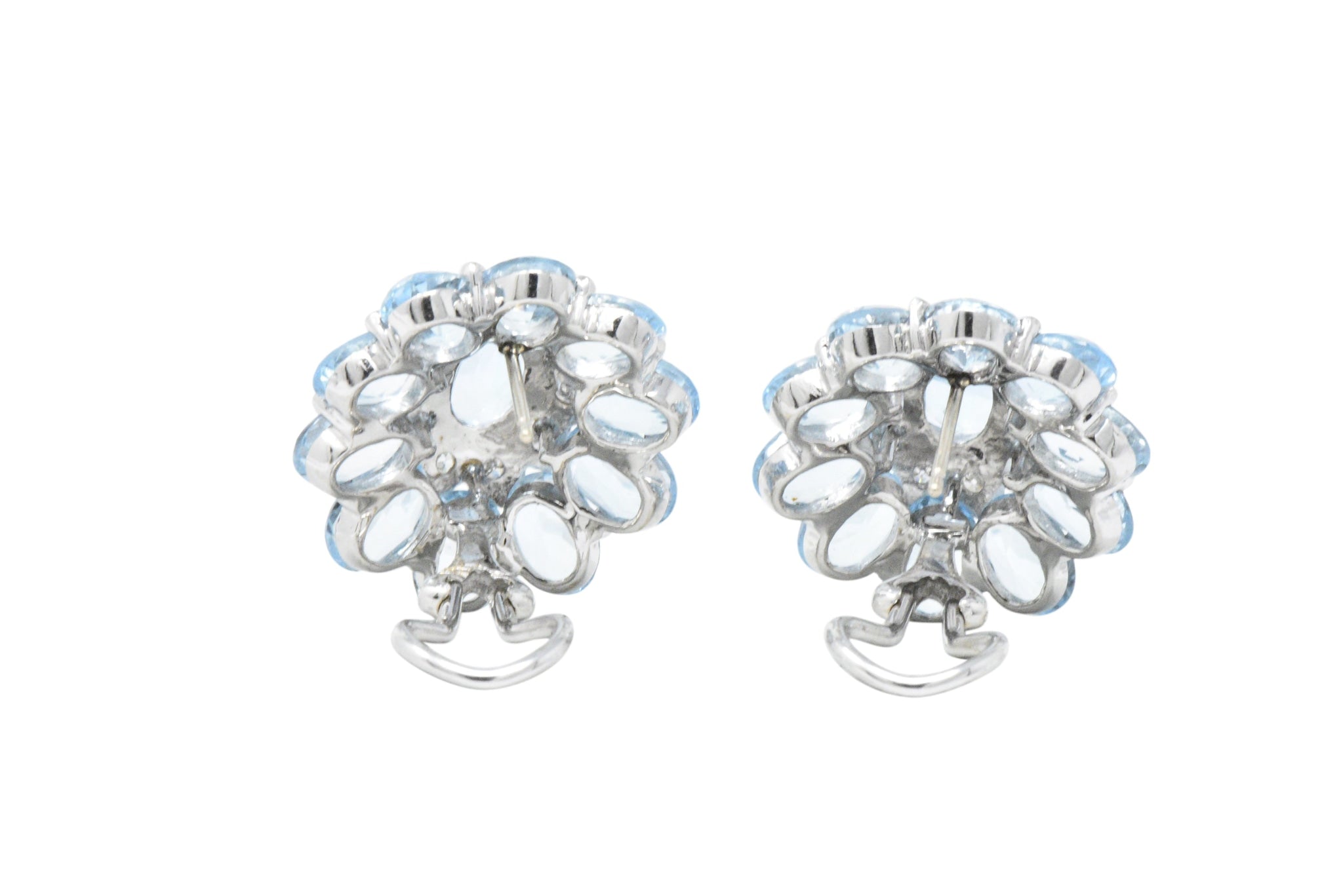 Gumps Contemporary Blue Topaz Diamond 18 Karat White Gold Earrings Wilson's Estate Jewelry