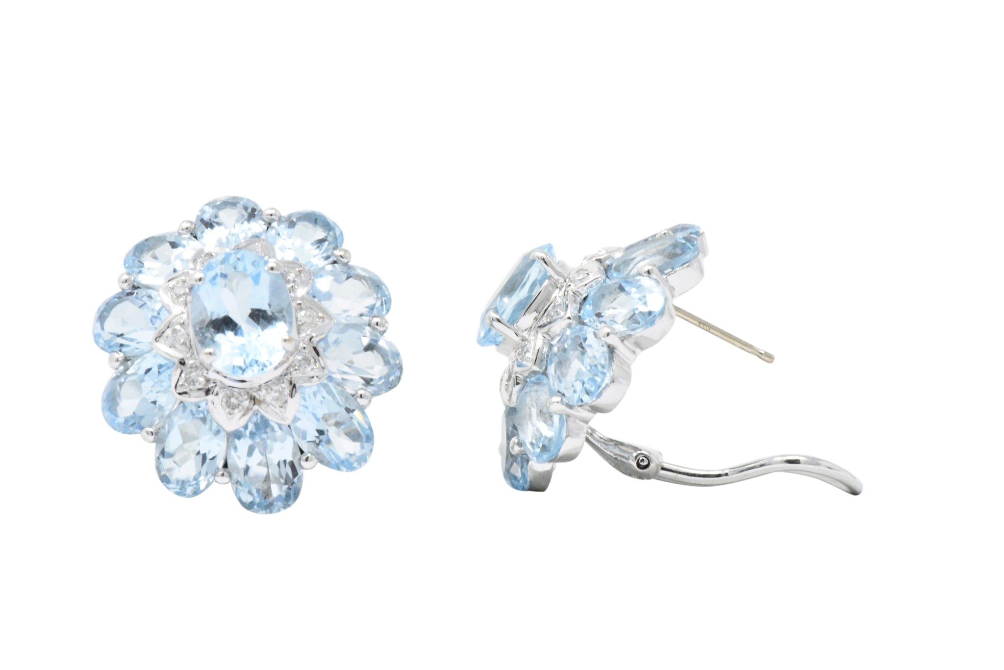 Gumps Contemporary Blue Topaz Diamond 18 Karat White Gold Earrings Wilson's Estate Jewelry