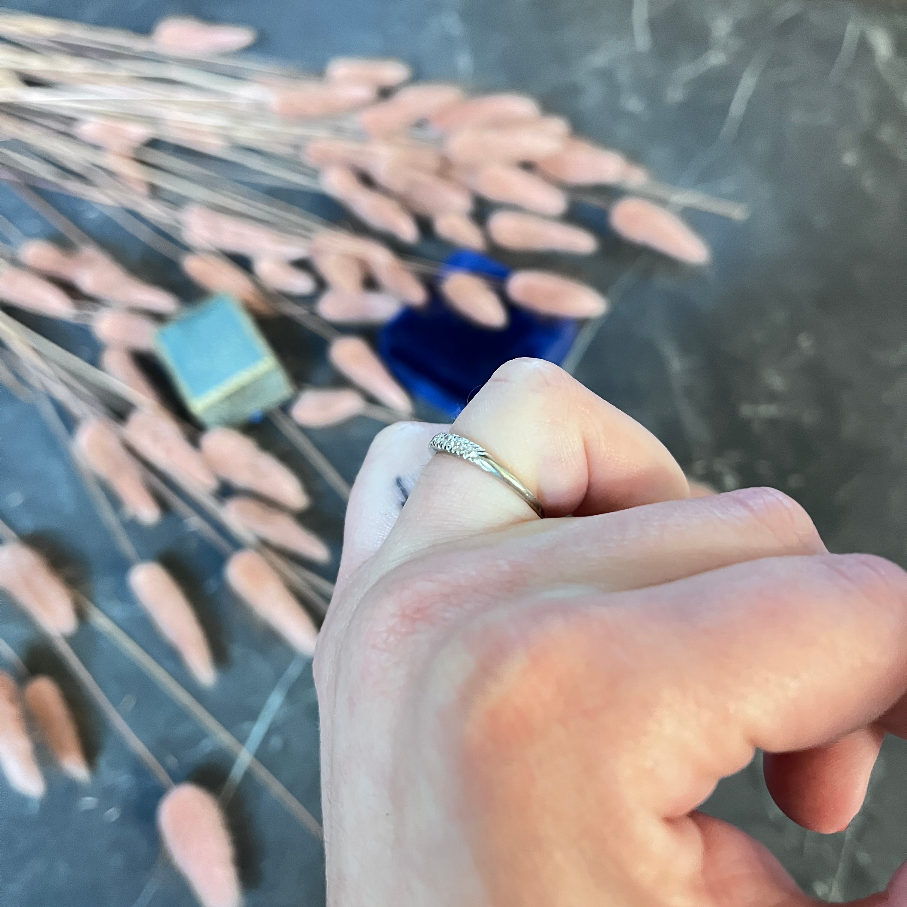 Jabel Single Cut Diamond 18 Karat White Gold Band Ring Wilson's Antique & Estate Jewelry