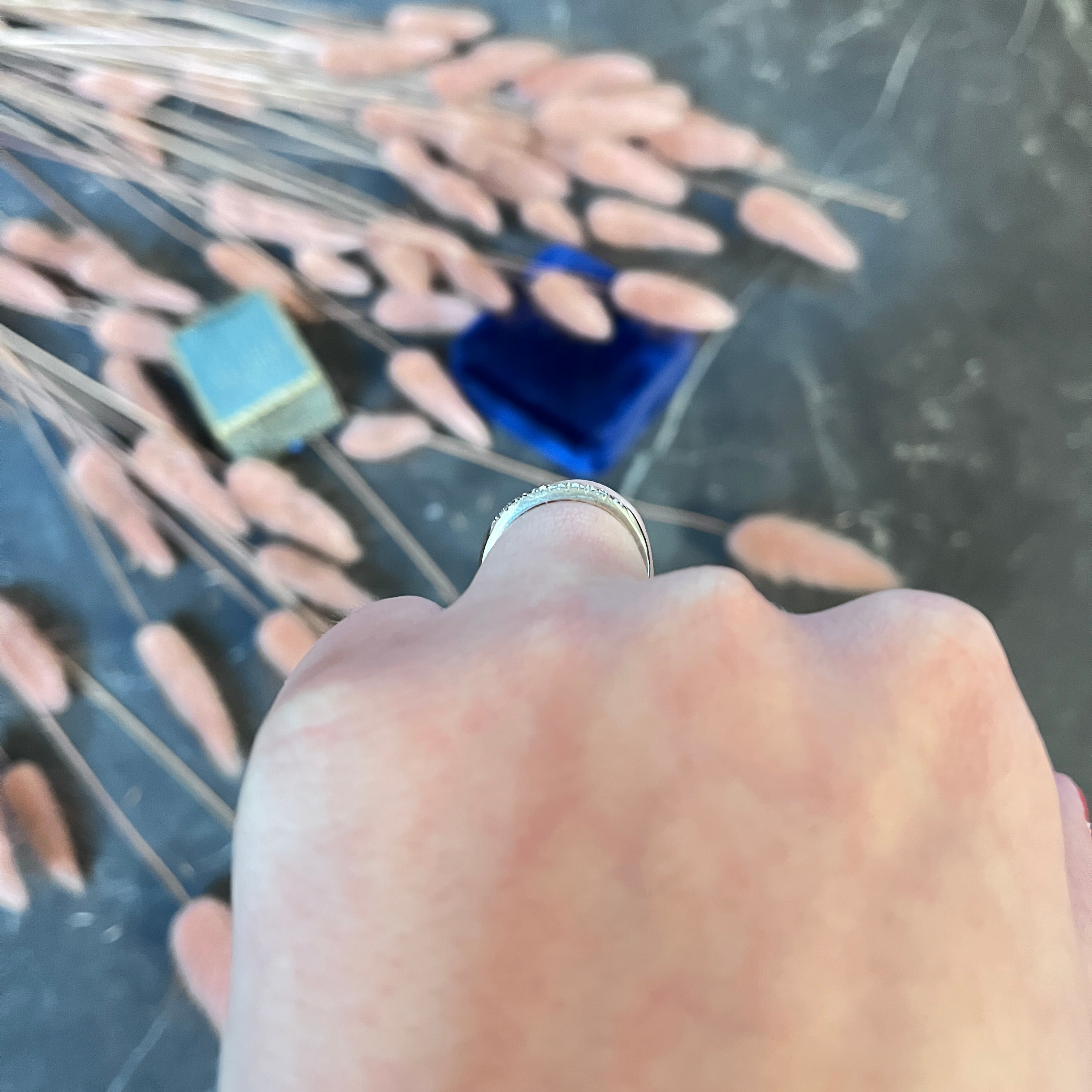 Jabel Single Cut Diamond 18 Karat White Gold Band Ring Wilson's Antique & Estate Jewelry