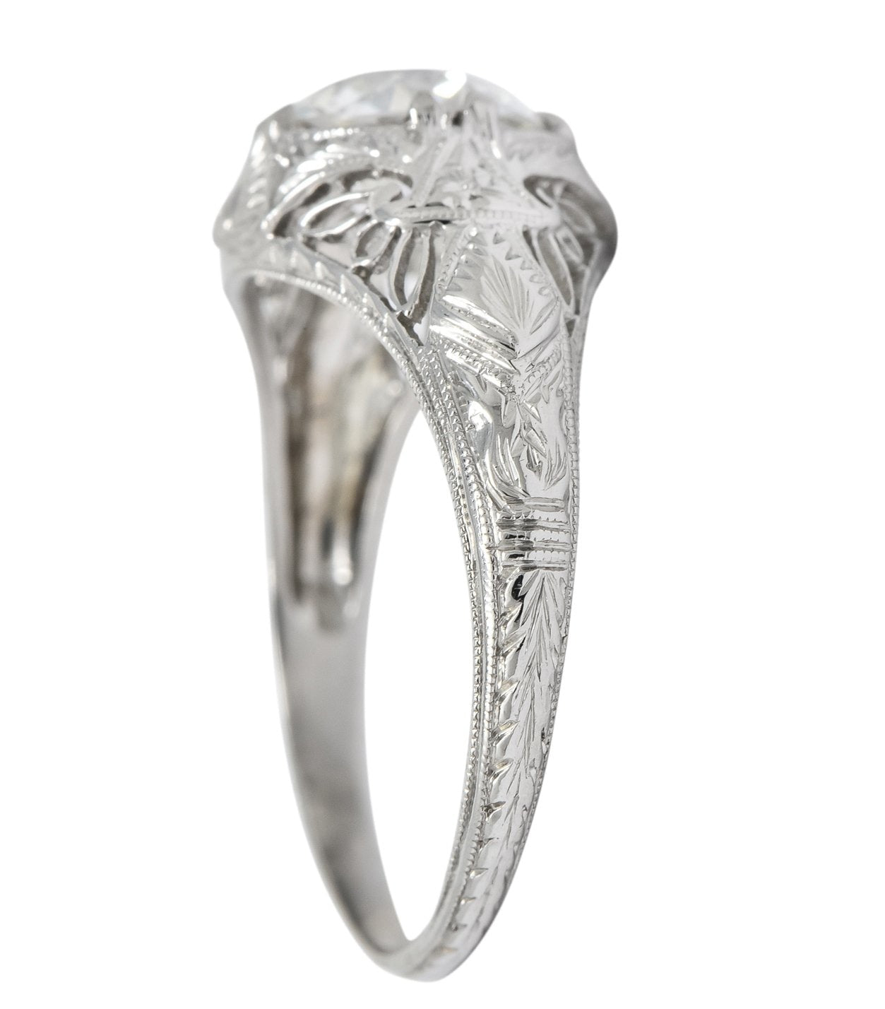 Intricate Edwardian 1.55 CTW Transitional Cut Diamond Engagement Ring Circa 1915 GIA - Wilson's Estate Jewelry