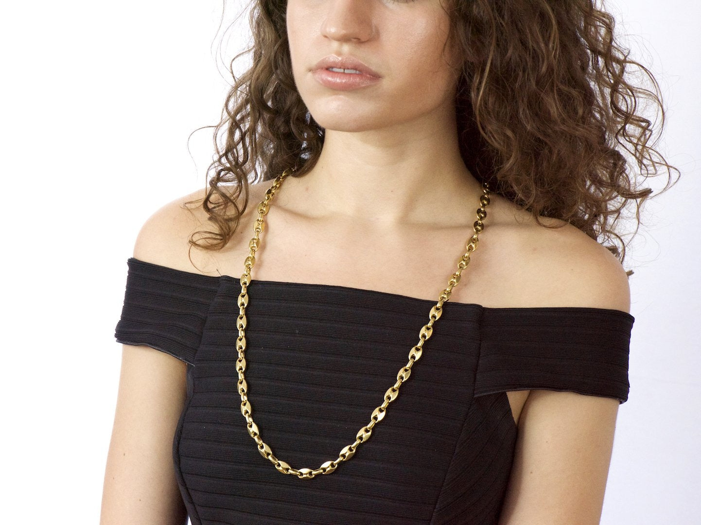 Italian 18K Gold Contemporary Unisex Anchor Link Necklace Wilson's Estate Jewelry