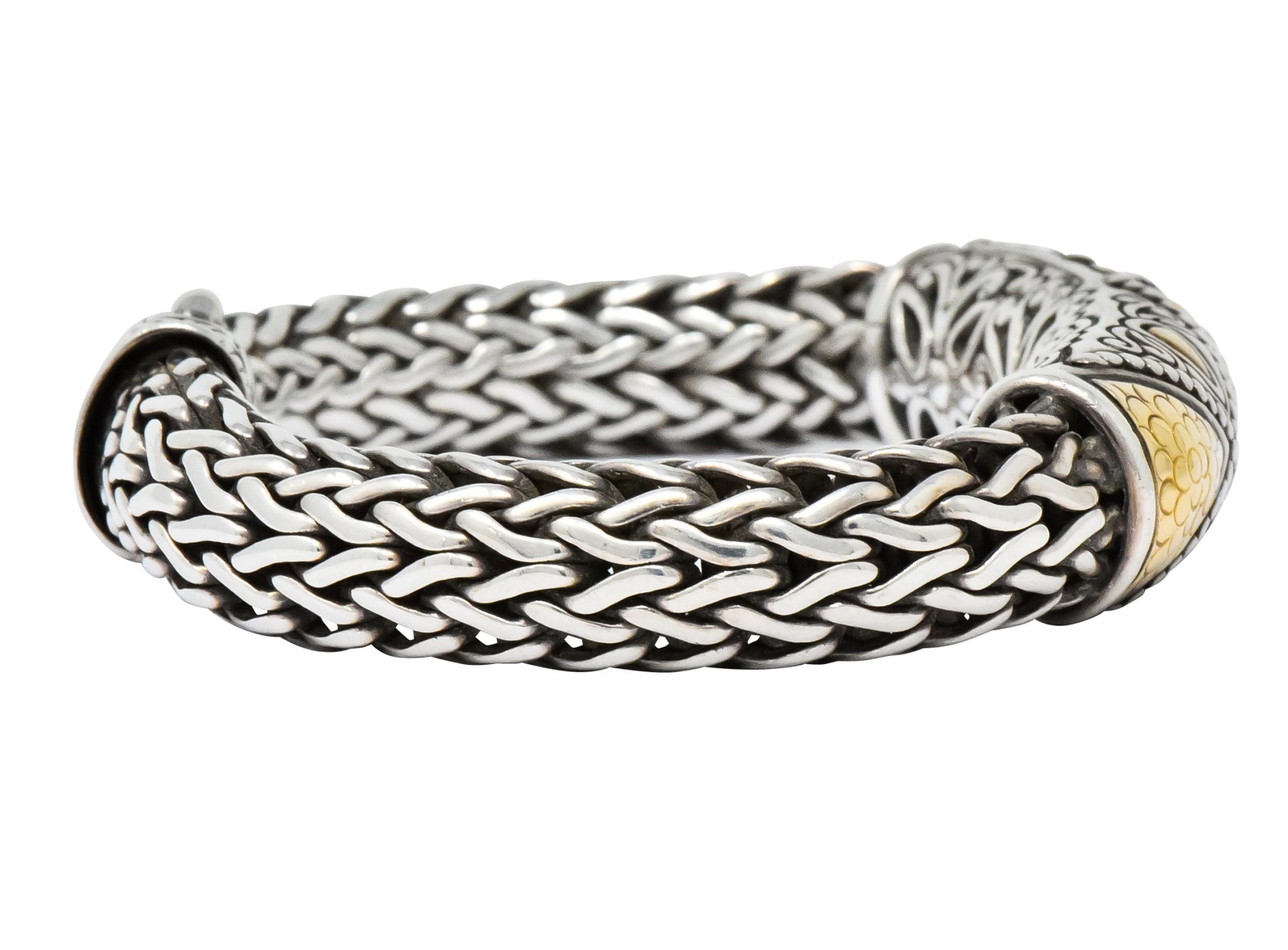 John Hardy Vintage Sterling Silver 18 Karat Gold Unisex Bracelet - Wilson's Estate Jewelry