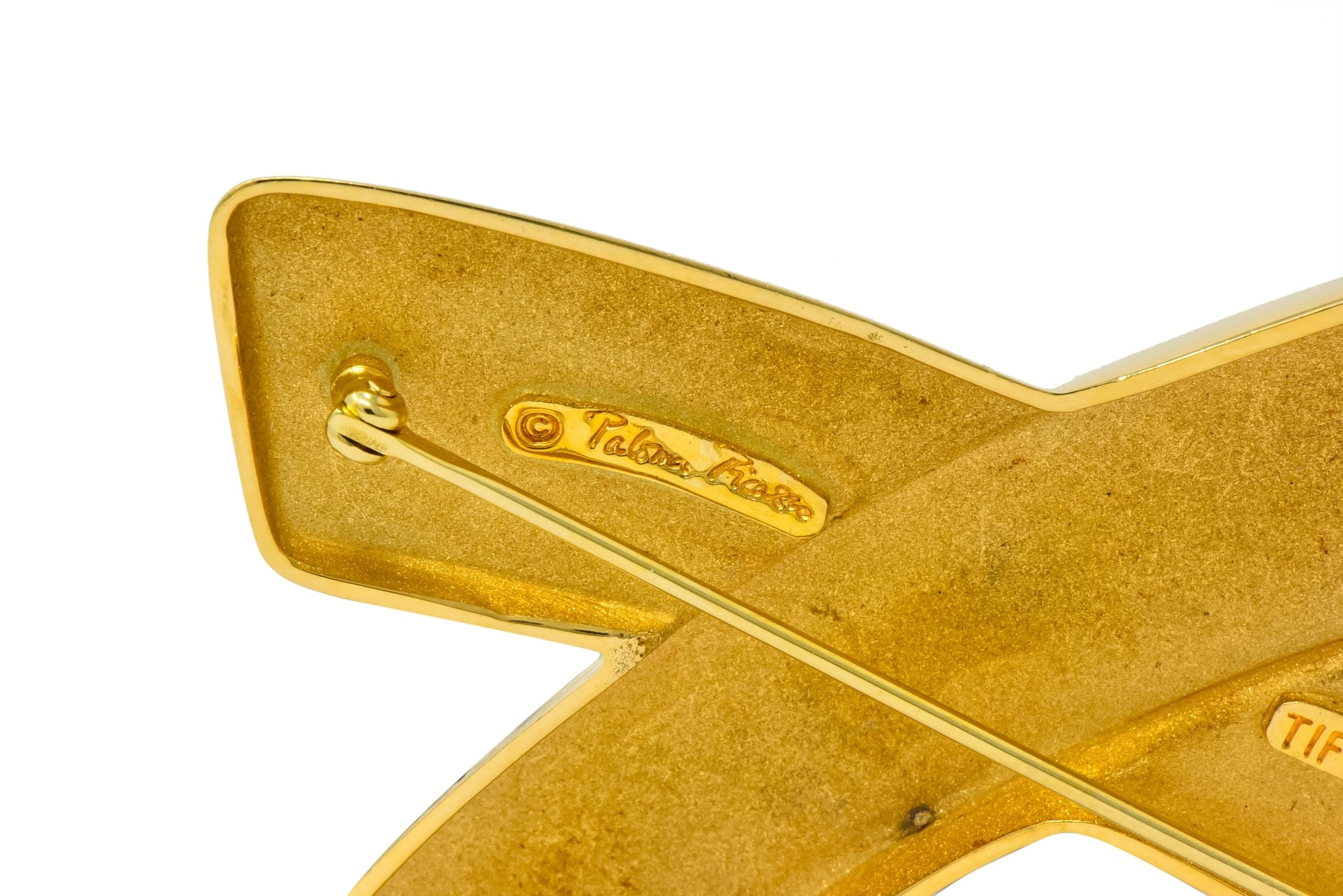 Large 1980's Paloma Picasso Tiffany & Co. 18 Karat Gold Graffiti X Brooch - Wilson's Estate Jewelry
