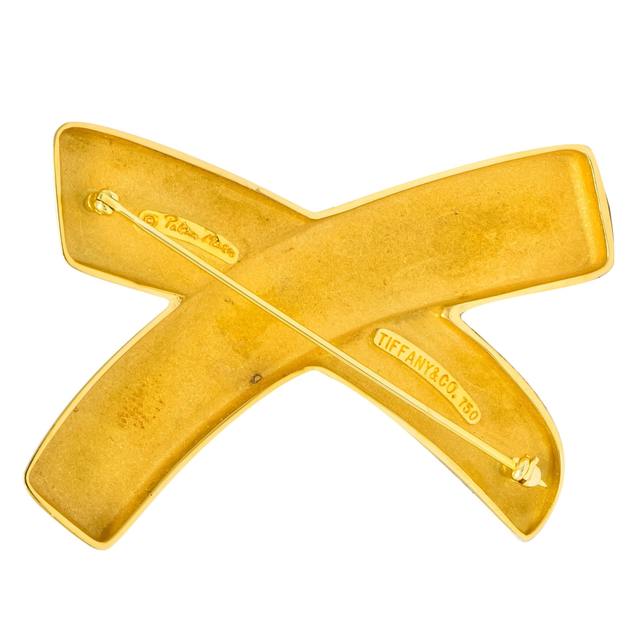 Large 1980's Paloma Picasso Tiffany & Co. 18 Karat Gold Graffiti X Brooch - Wilson's Estate Jewelry