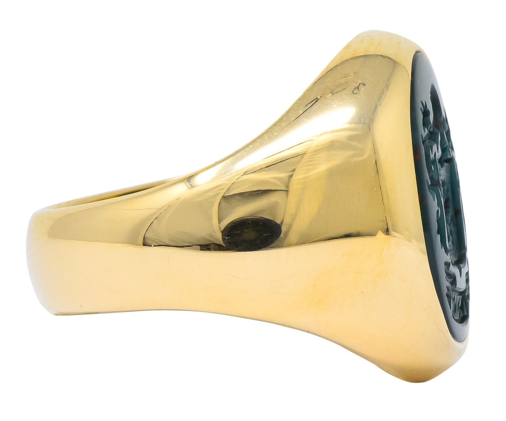 Larter & Sons Art Deco Intaglio Bloodstone 14 Karat Gold Unisex Signet Ring - Wilson's Estate Jewelry