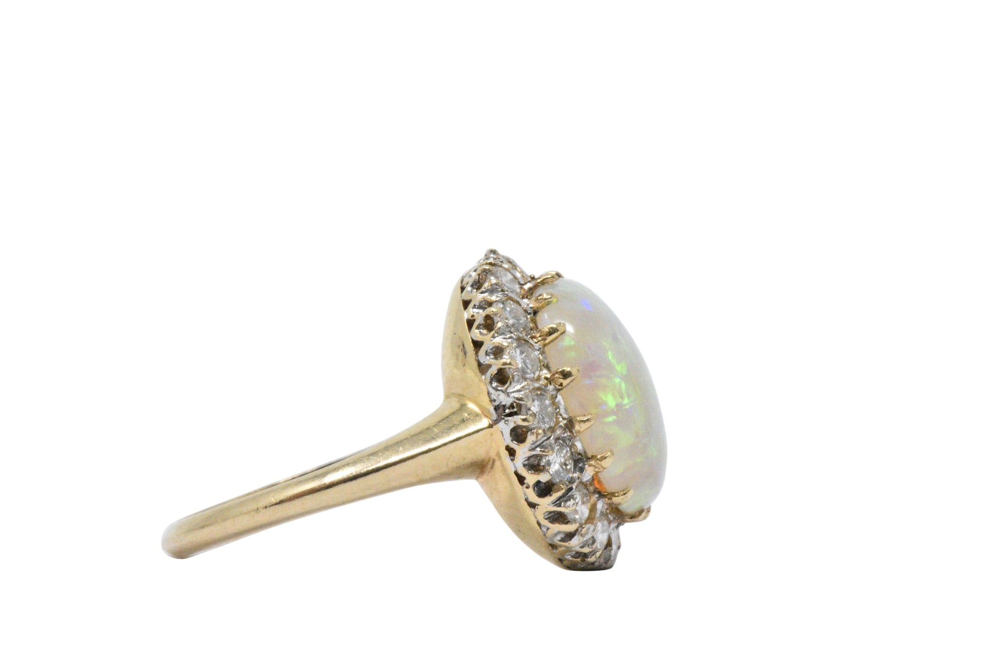 Late Victorian 0.65 CTW Diamond, Opal & 14K Gold Ring Wilson's Estate Jewelry