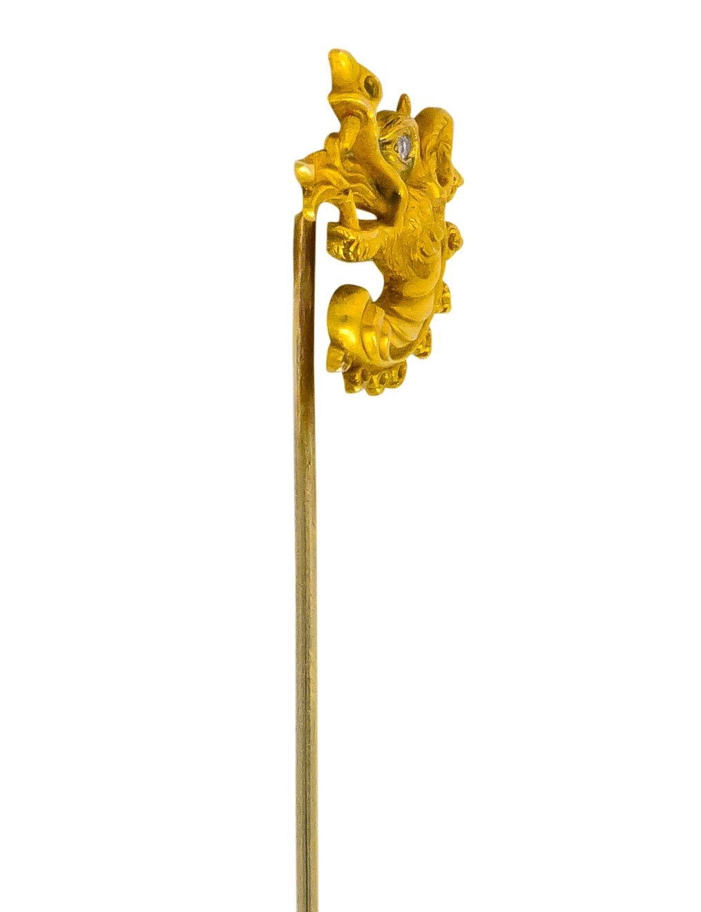 Late Victorian Diamond 14 Karat Gold Dragon Stickpin - Wilson's Estate Jewelry