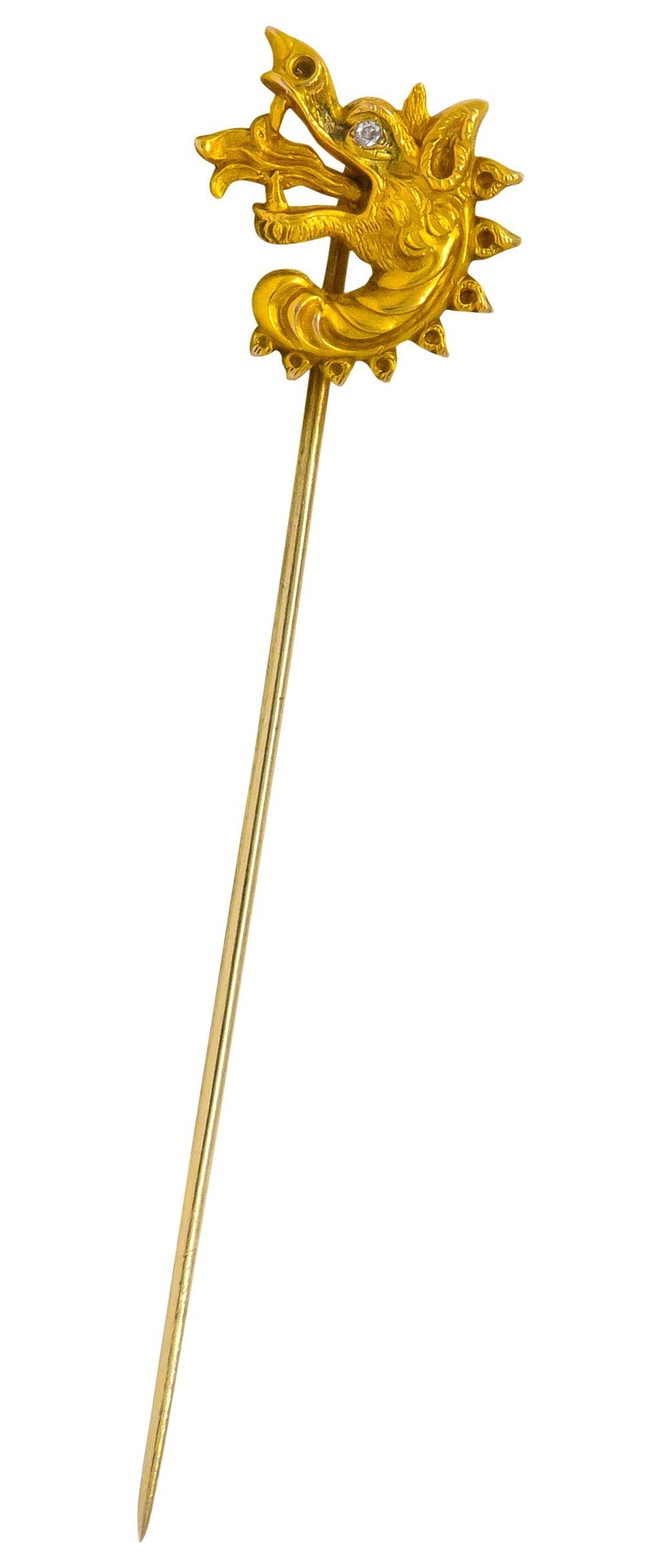 Late Victorian Diamond 14 Karat Gold Dragon Stickpin - Wilson's Estate Jewelry