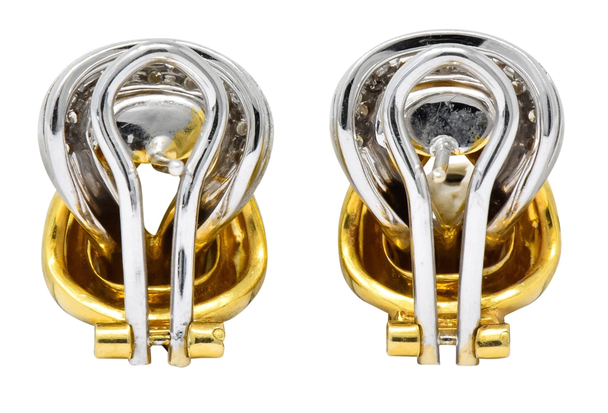 Leo Pizzo Vintage 0.78 CTW Diamond 18 Karat Two-Tone Gold Italian Earrings - Wilson's Estate Jewelry