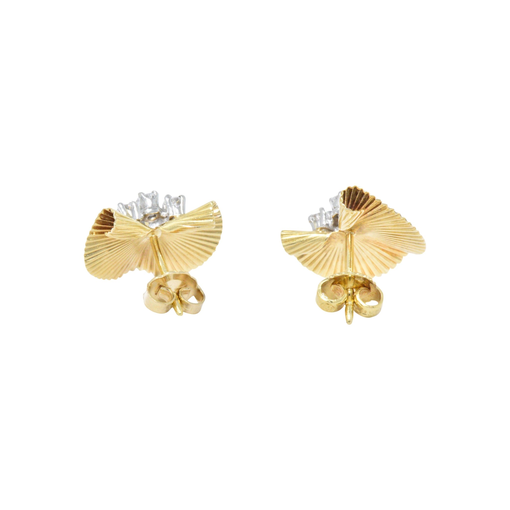 McTeigue & Co. .40 Carat Retro 18K Yellow Gold & Platinum Diamond Earrings Wilson's Estate Jewelry