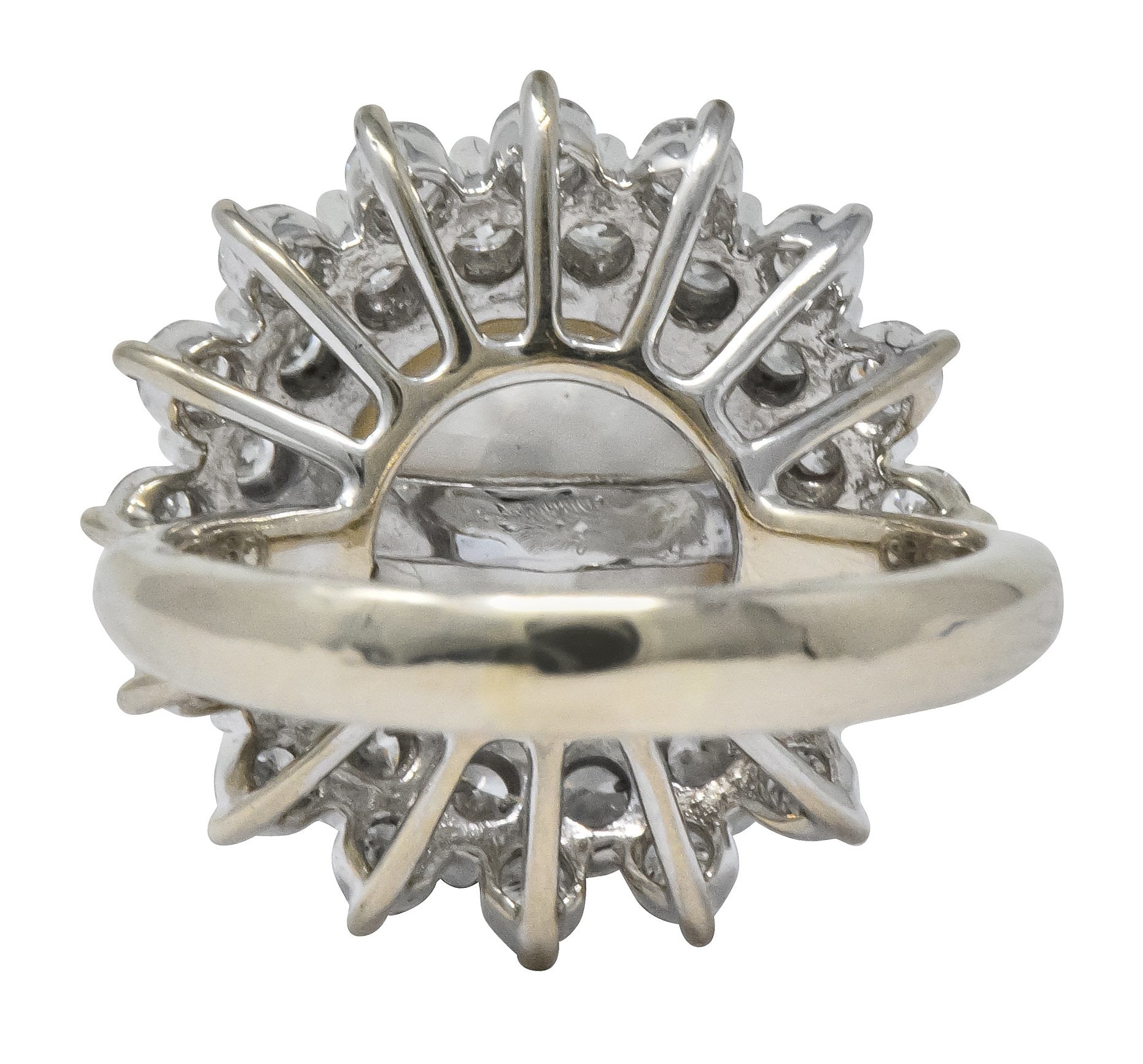 Modern 3.20 CTW Diamond Cultured South Sea Pearl 14 Karat White Gold Cluster Ring - Wilson's Estate Jewelry
