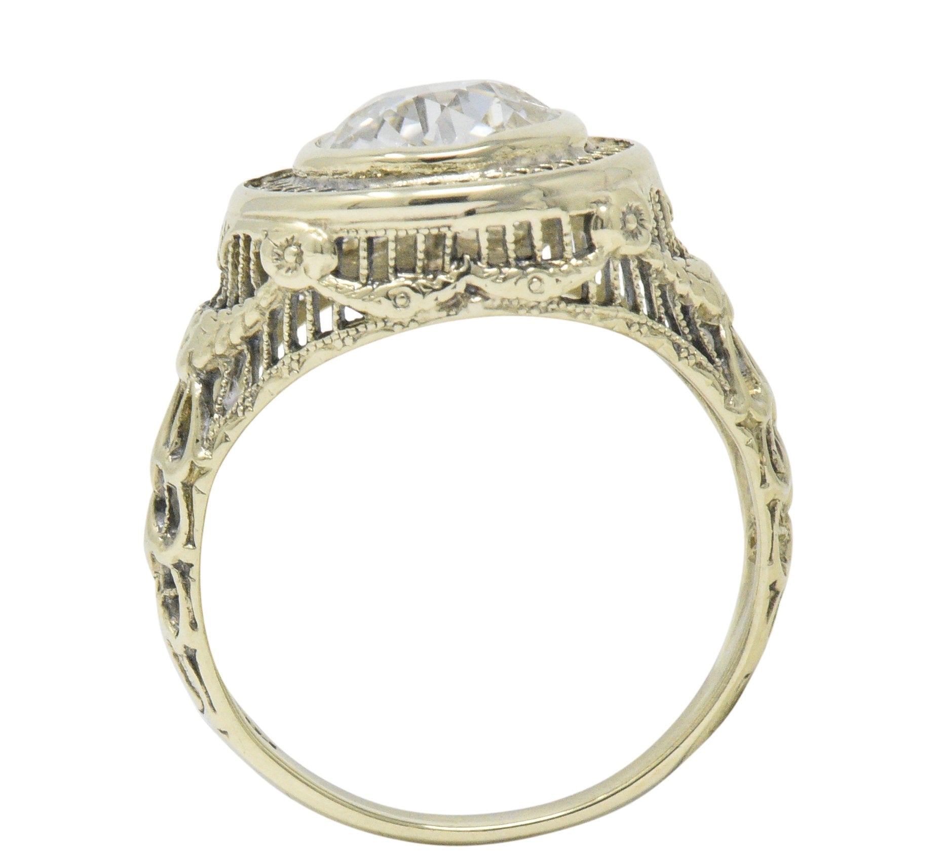 Ornate Victorian 1.61 Carats Old European Diamond 14 Karat Gold Engagement Ring GIA Wilson's Estate Jewelry