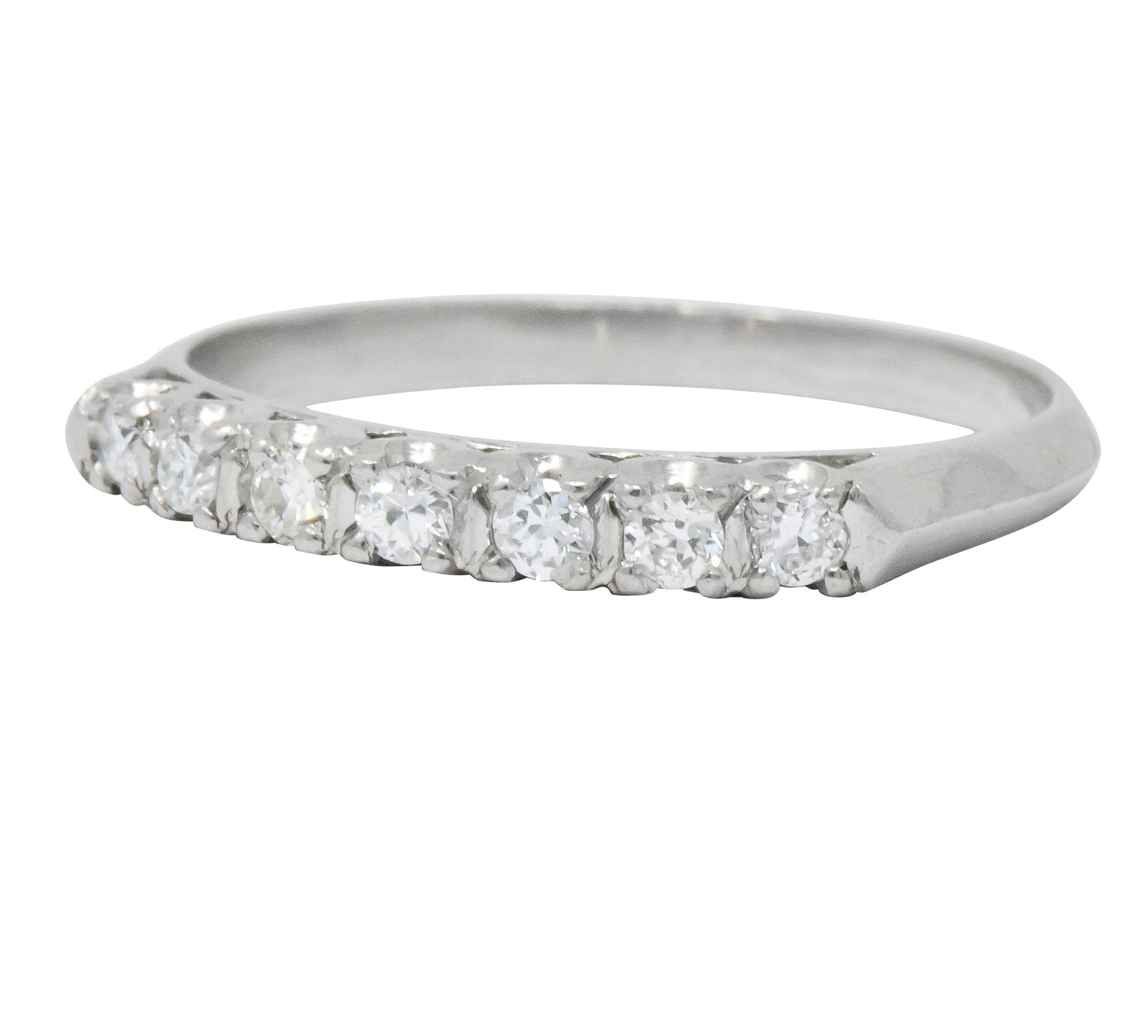 Retro 0.21 CTW Diamond Platinum Anniversary Band Stackable Ring Wilson's Antique & Estate Jewelry