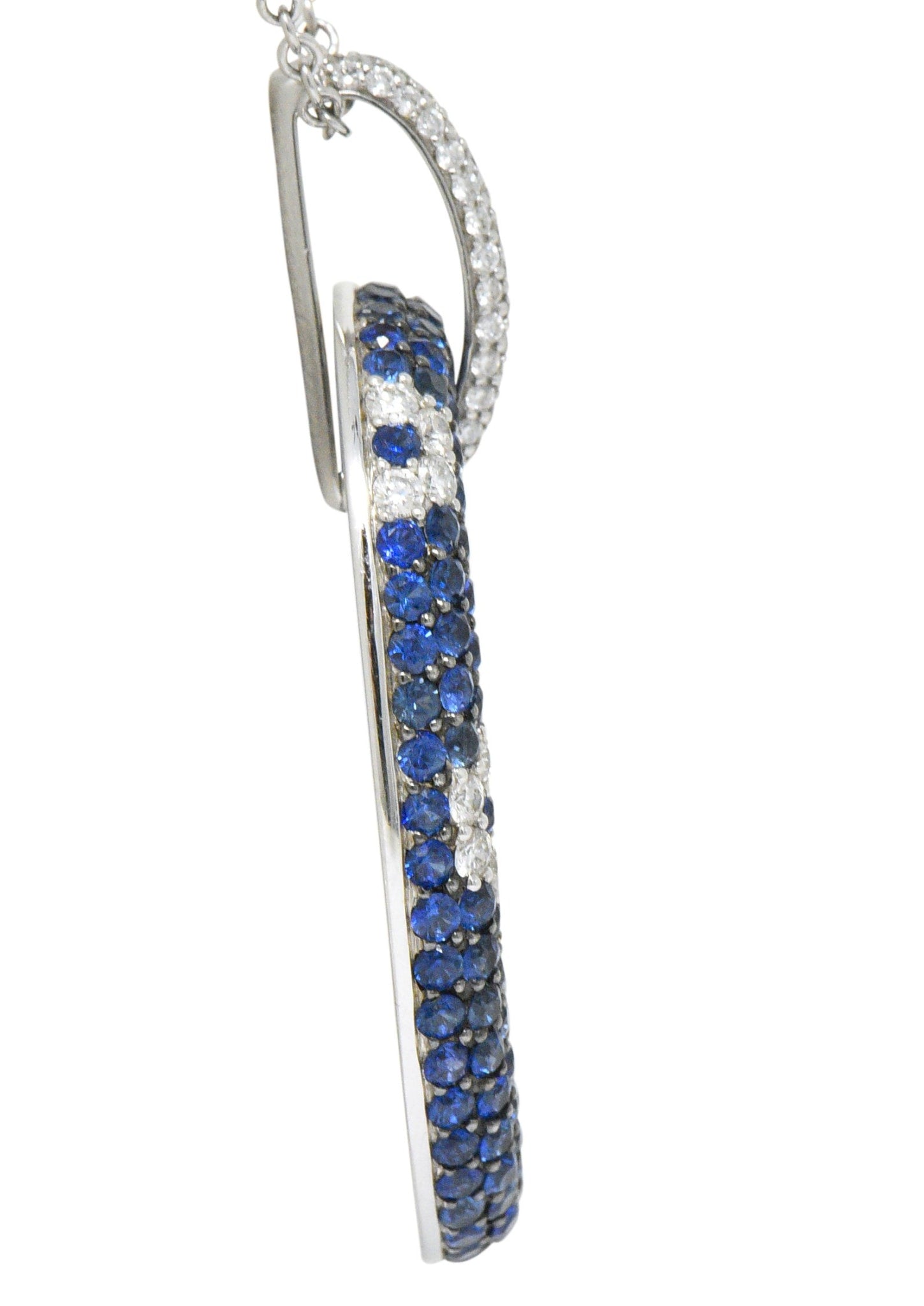 Roberto Coin Contemporary 9.55 CTW Sapphire Diamond 18 Karat White Gold Pendant Necklace Wilson's Estate Jewelry