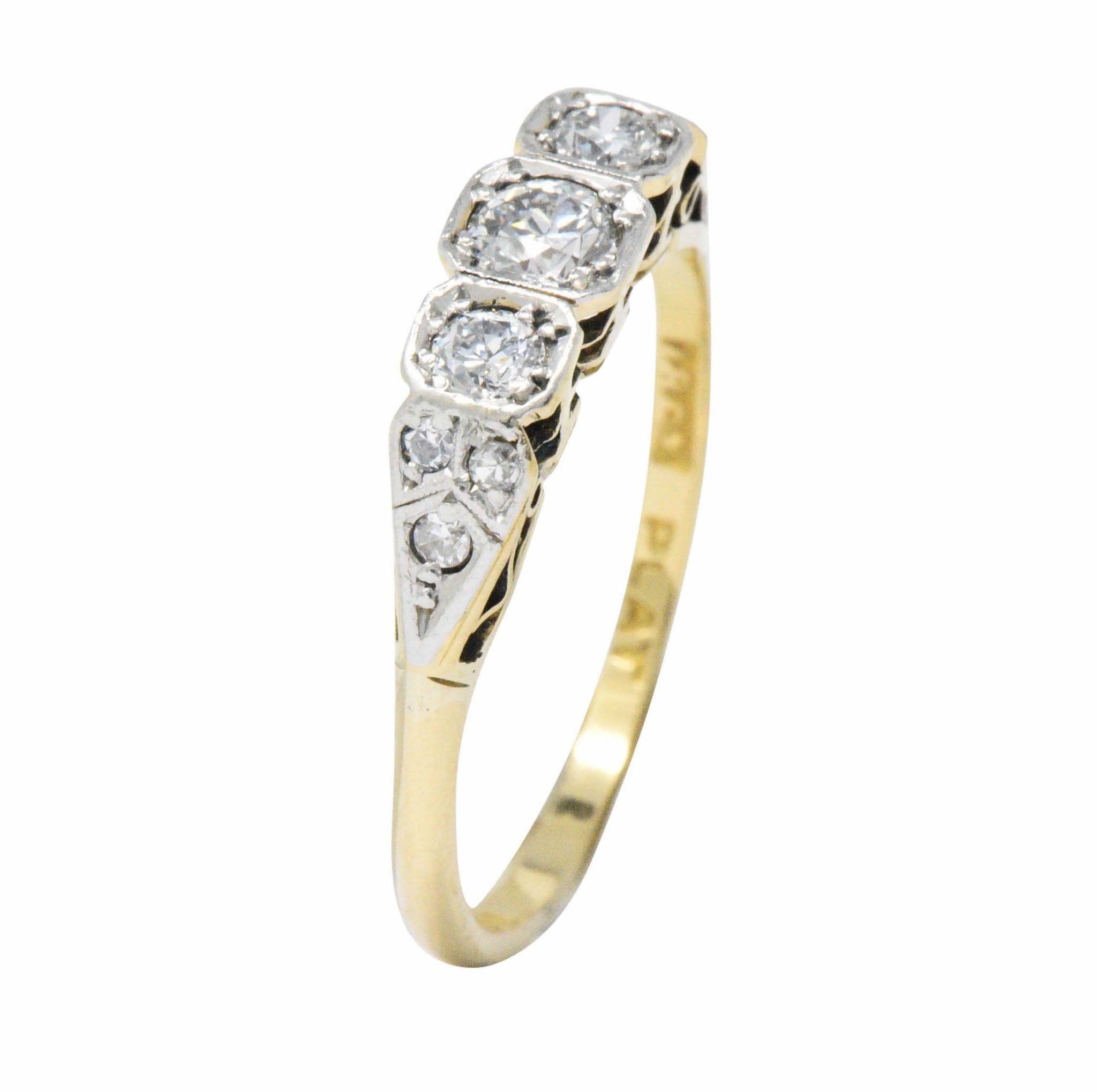 Saunders Late Victorian 0.40 CTW Diamond And Platinum-Topped 18 Karat Gold Ring Wilson's Estate Jewelry