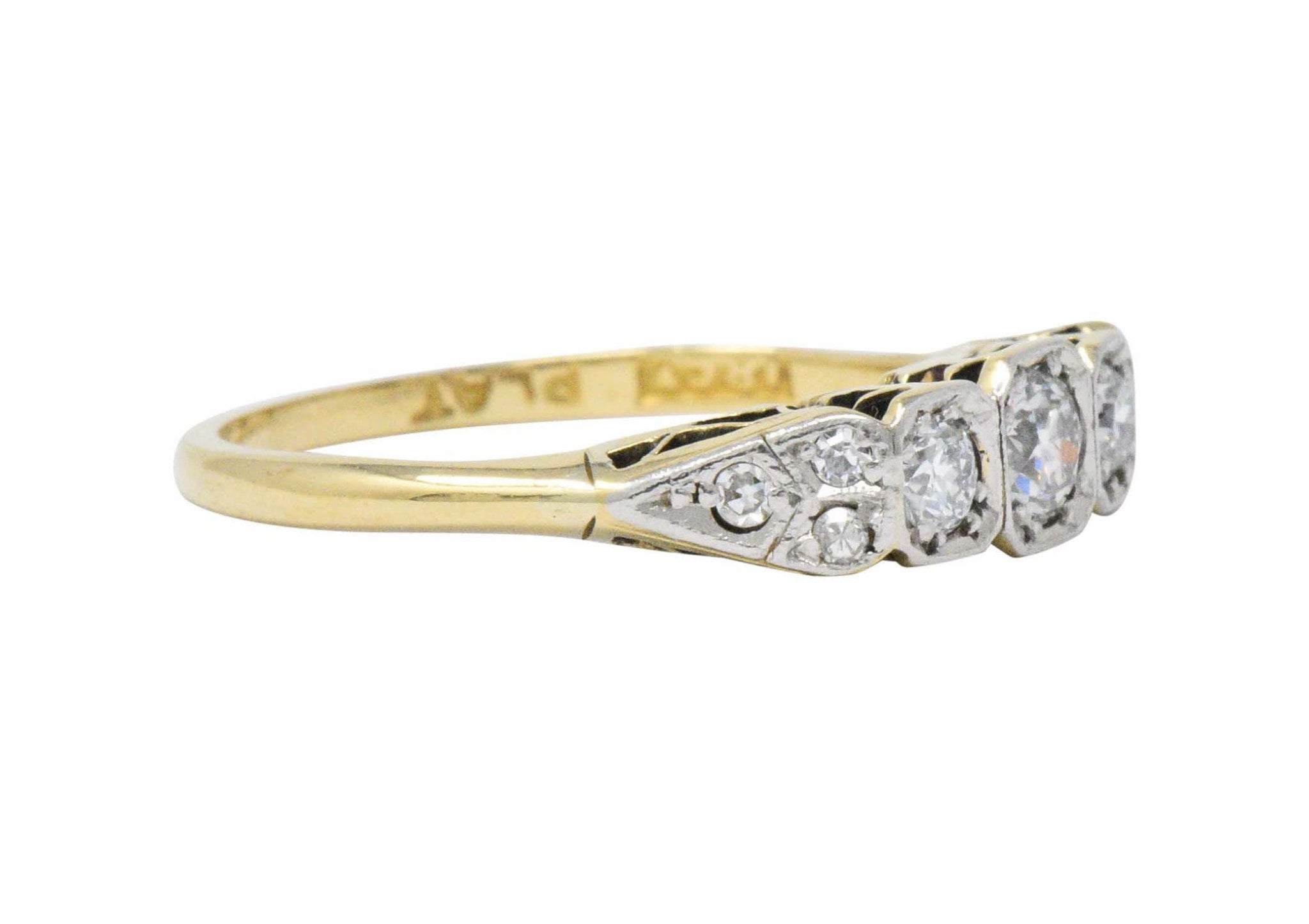 Saunders Late Victorian 0.40 CTW Diamond And Platinum-Topped 18 Karat Gold Ring Wilson's Estate Jewelry
