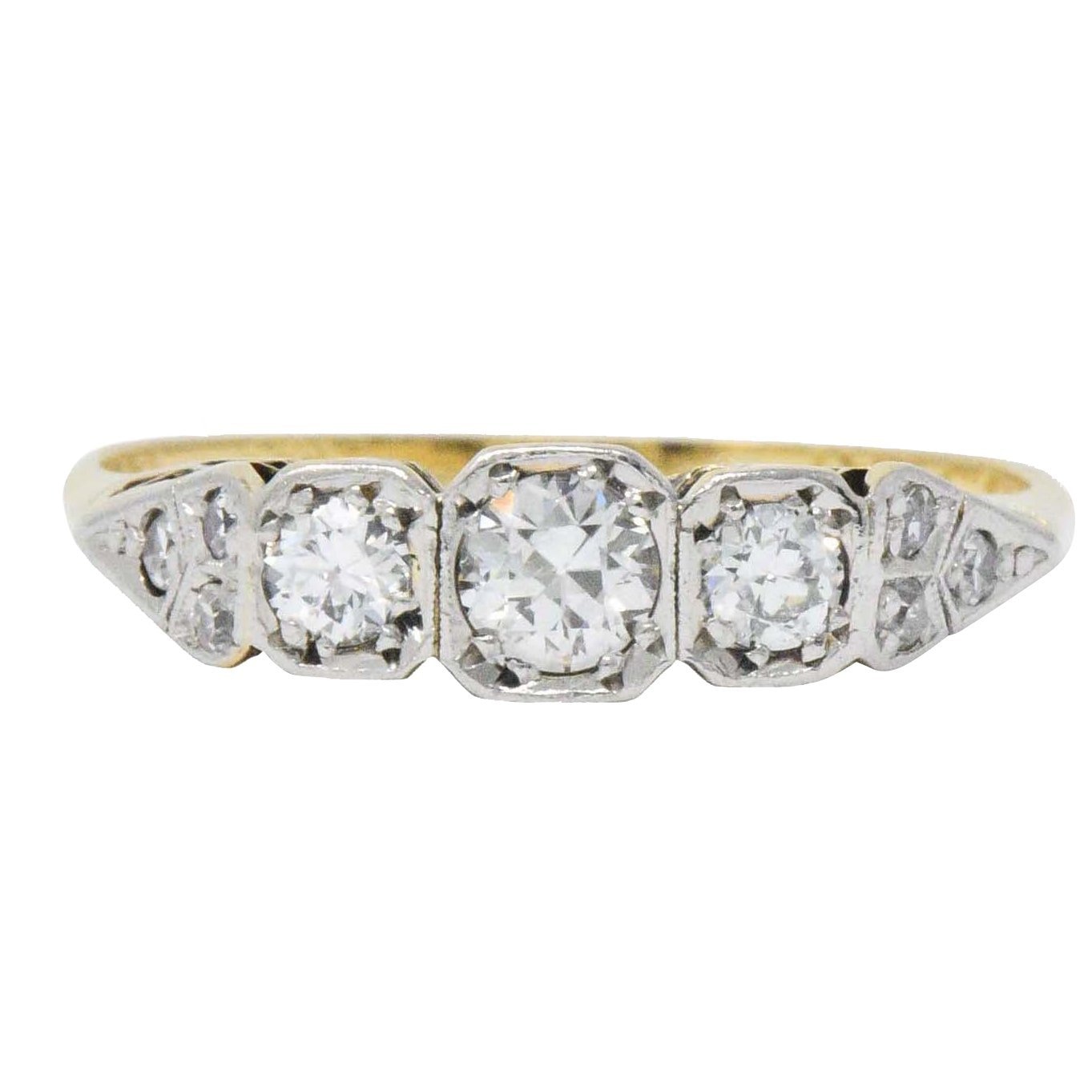 Saunders Late Victorian 0.40 CTW Diamond And Platinum-Topped 18 Karat Gold Ring Wilson's Estate Jewelry