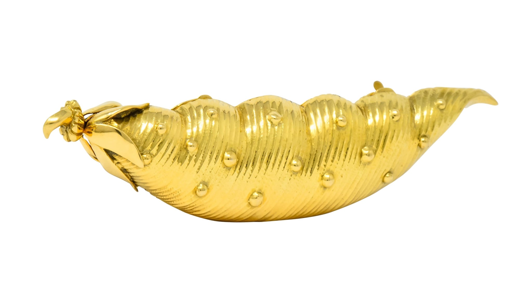 Schlumberger Tiffany & Co. 18 Karat Gold Pea Pod Pill Box Circa 1960 - Wilson's Estate Jewelry