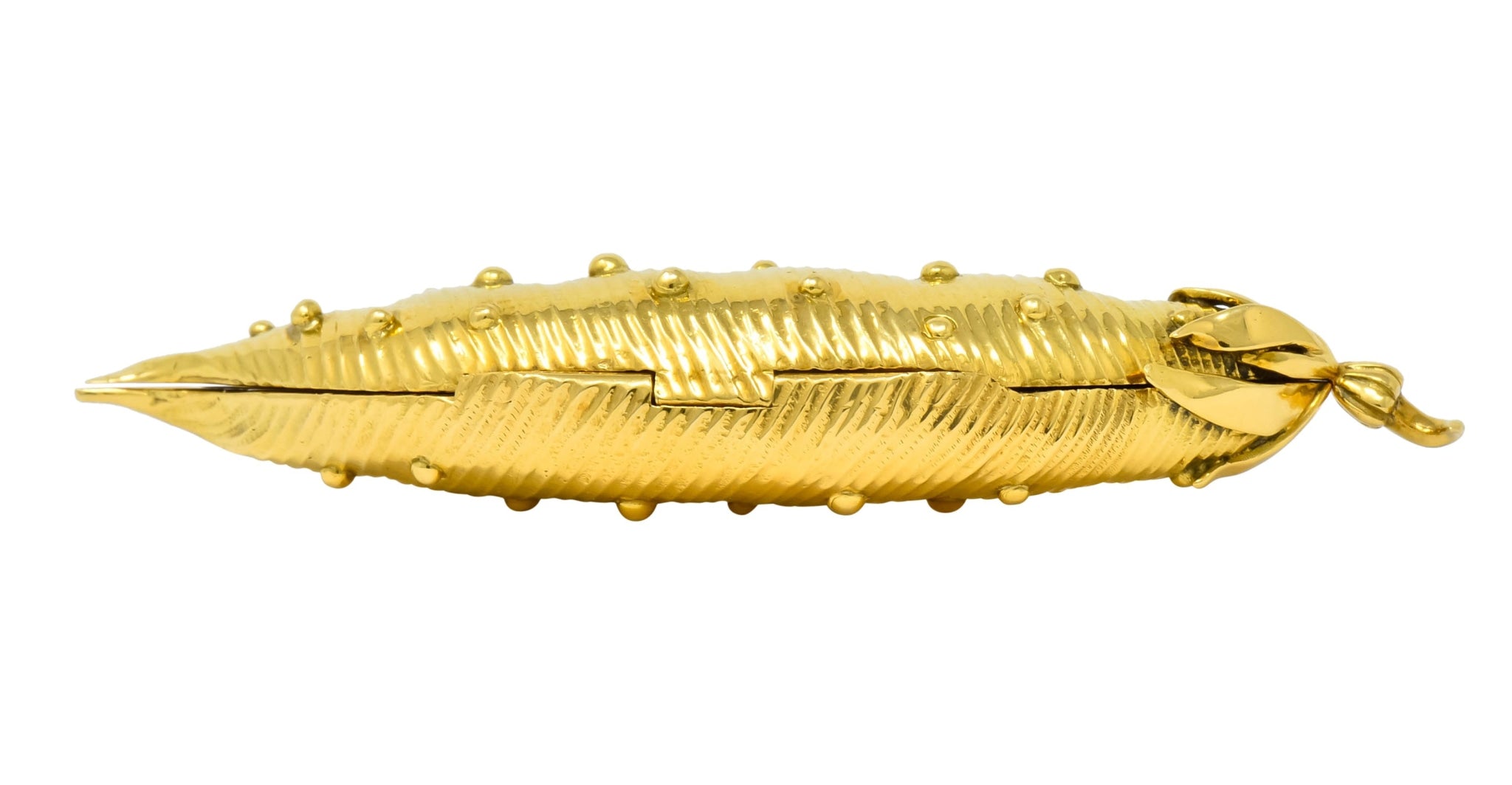 Schlumberger Tiffany & Co. 18 Karat Gold Pea Pod Pill Box Circa 1960 - Wilson's Estate Jewelry