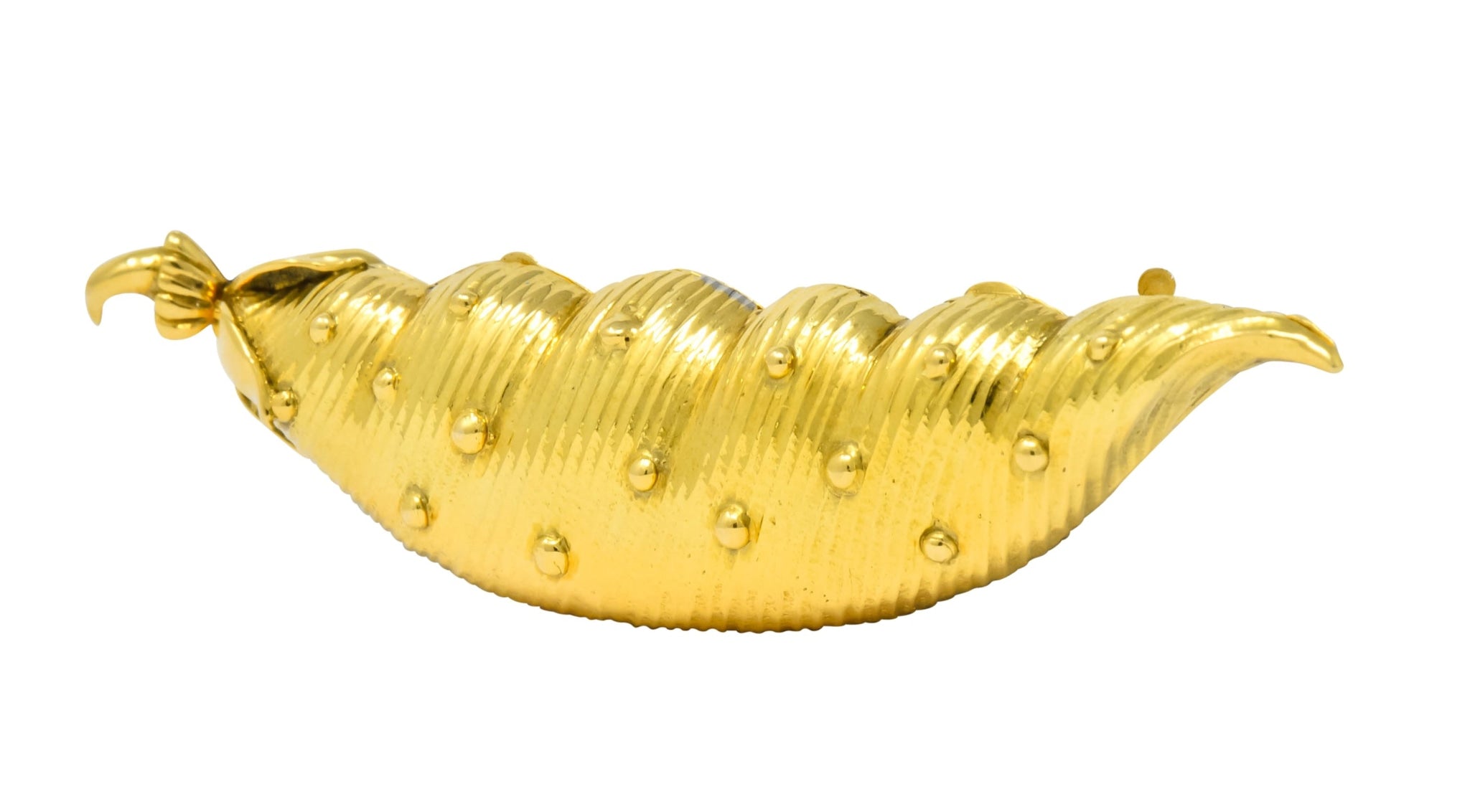 Schlumberger Tiffany & Co. 18 Karat Gold Pea Pod Pill Box Circa 1960 - Wilson's Estate Jewelry