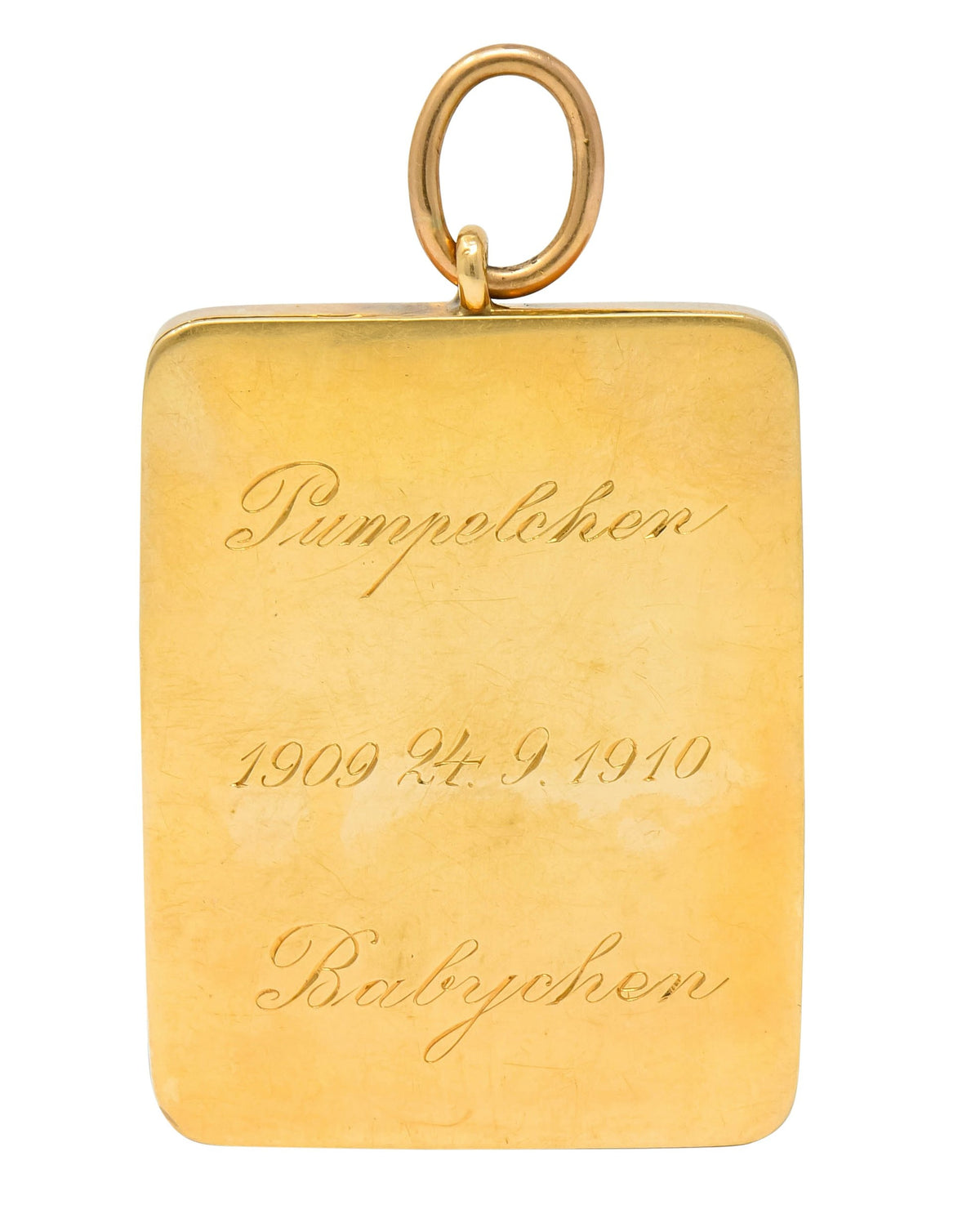 Substantial French Victorian Enamel 14 Karat Yellow Gold Queen Playing Card Pendant - Wilson's Estate Jewelry