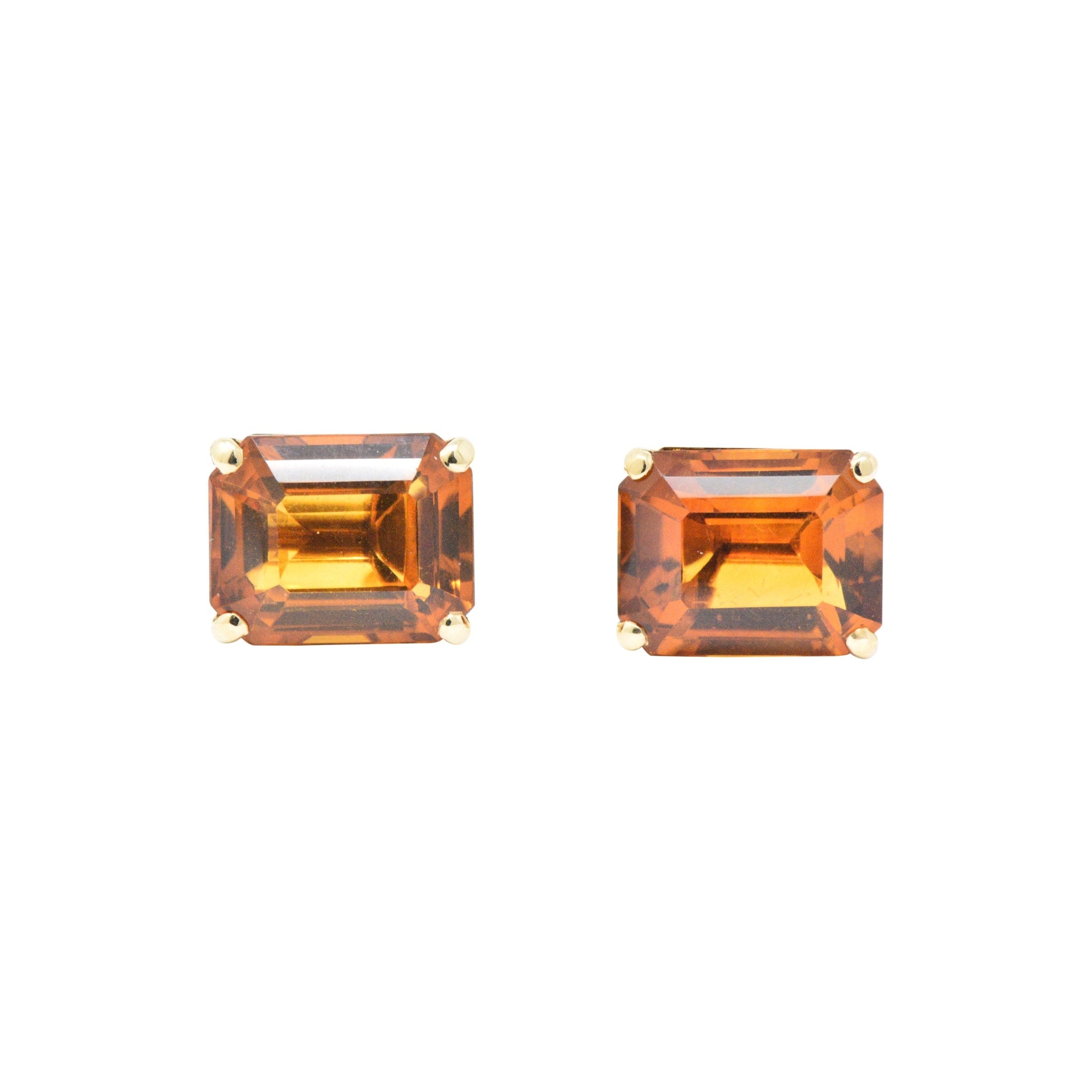 Tiffany & Co. 12.25 Carat Citrine & 18K Yellow Gold Retro Screw Back Earrings Wilson's Estate Jewelry