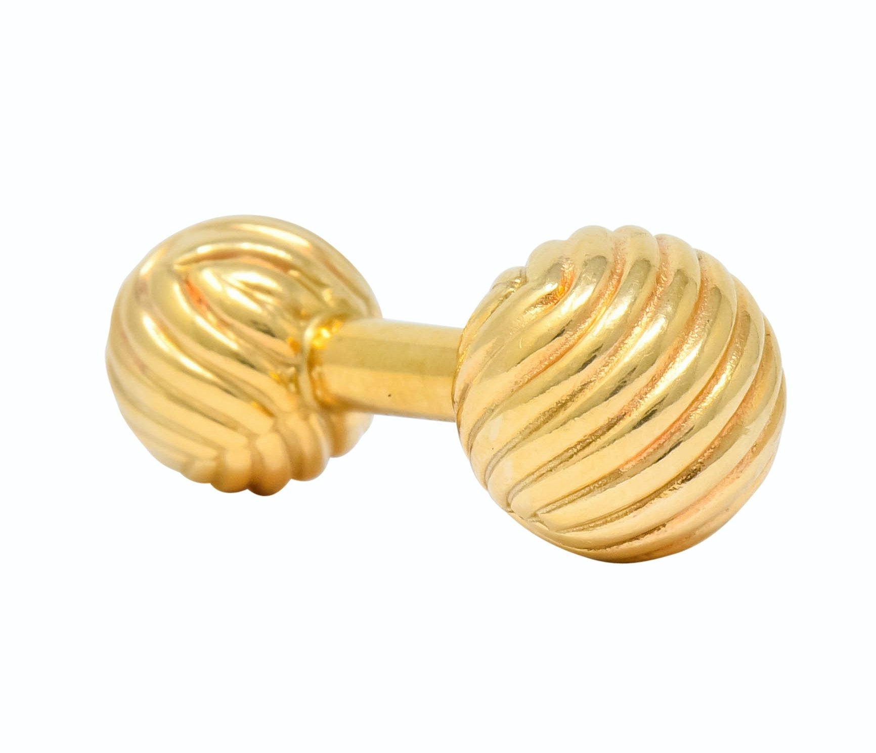 Tiffany & Co. 1960's Vintage 14 Karat Gold Ridged Ball Men's Cufflinks - Wilson's Estate Jewelry