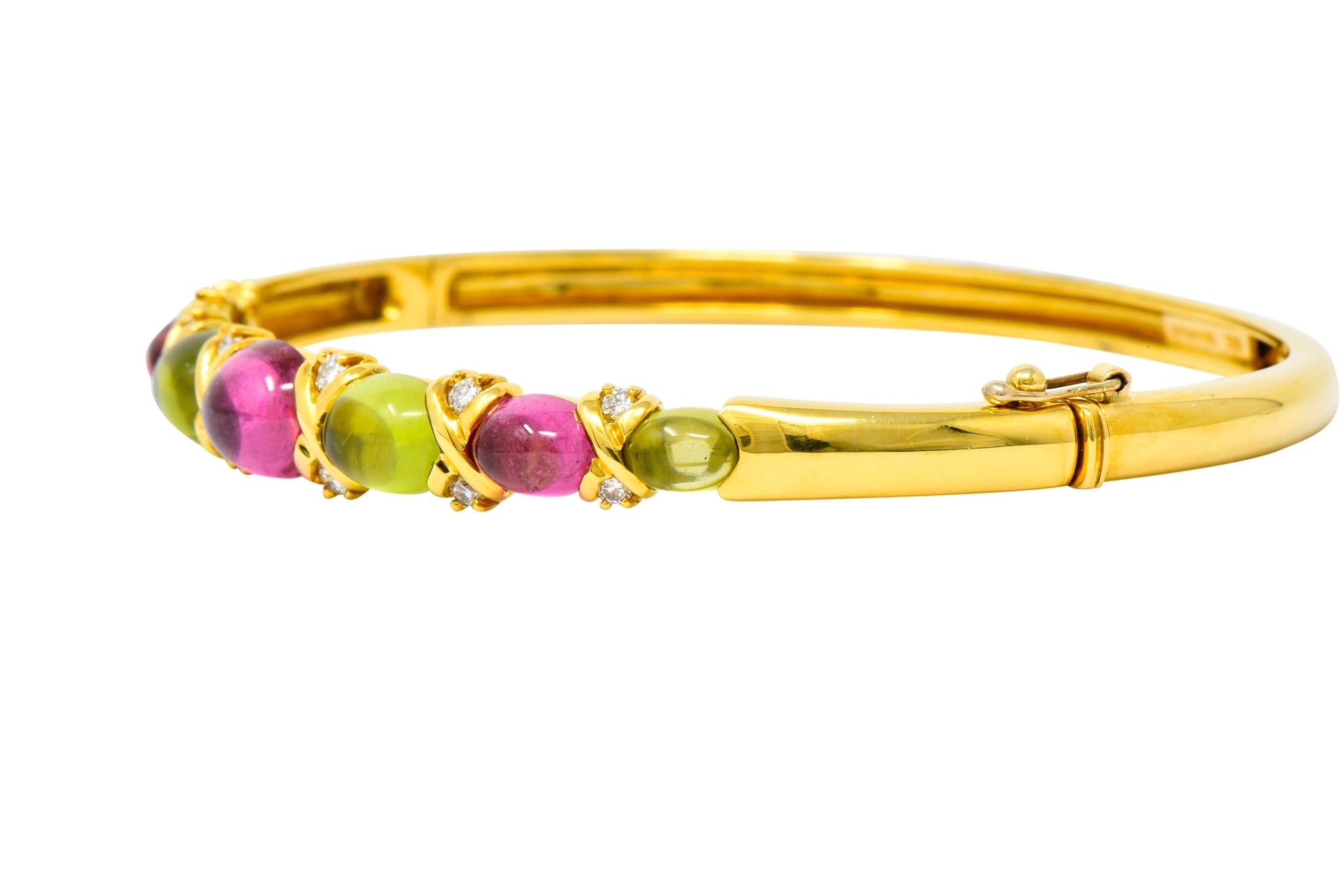 Tiffany & Co. 1990's Vintage Tourmaline Peridot Diamond Bangle Bracelet - Wilson's Estate Jewelry