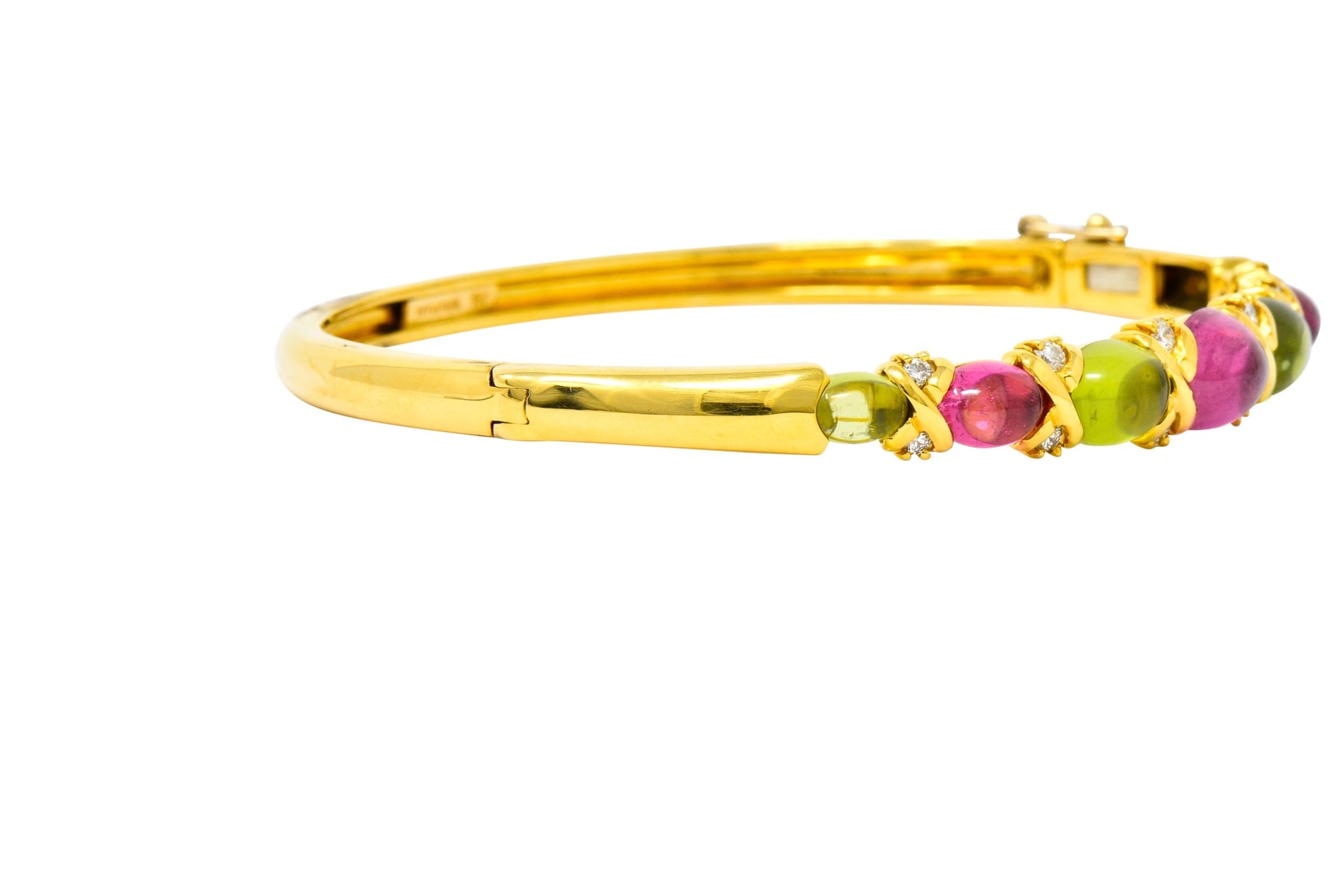 Tiffany & Co. 1990's Vintage Tourmaline Peridot Diamond Bangle Bracelet - Wilson's Estate Jewelry