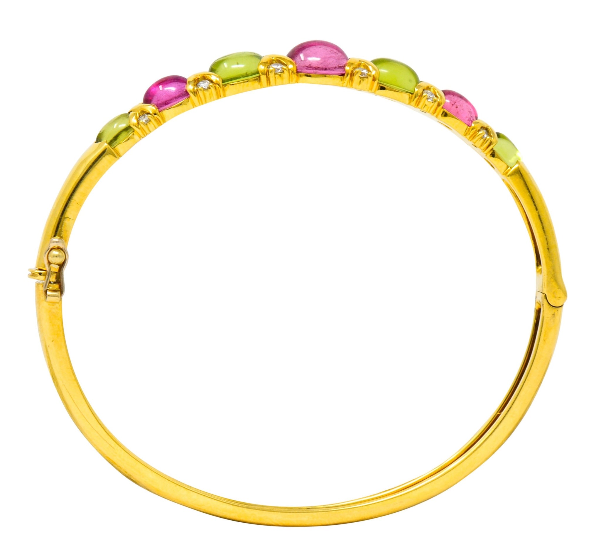 Tiffany & Co. 1990's Vintage Tourmaline Peridot Diamond Bangle Bracelet - Wilson's Estate Jewelry