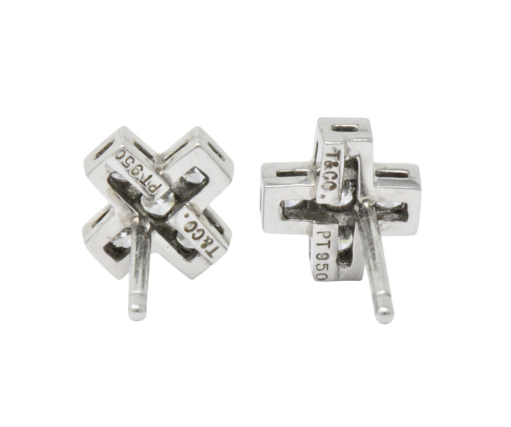 Tiffany & Co. Contemporary 0.30 CTW Diamond Platinum Cruciform Earrings Wilson's Estate Jewelry