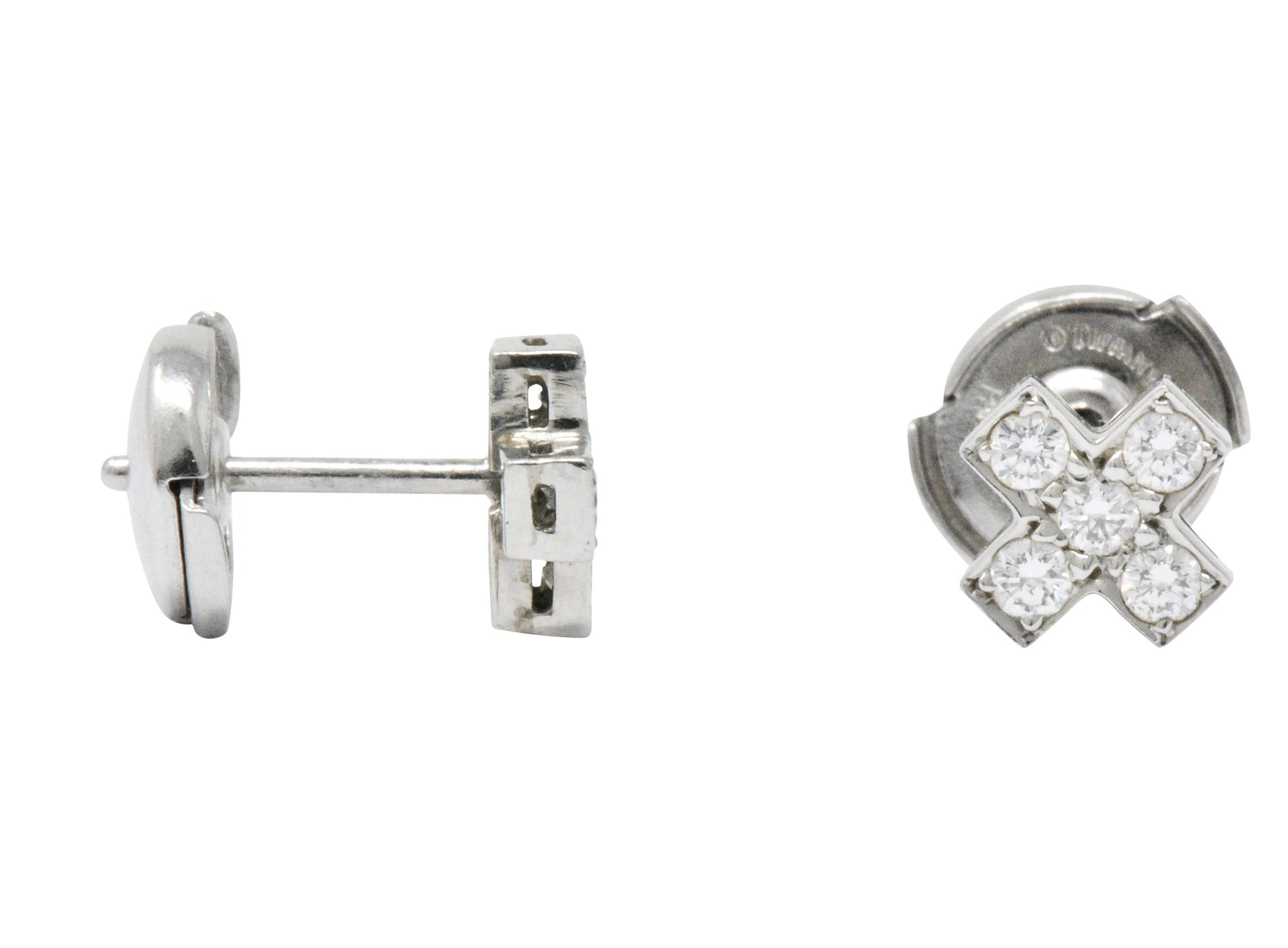 Tiffany & Co. Contemporary 0.30 CTW Diamond Platinum Cruciform Earrings Wilson's Estate Jewelry