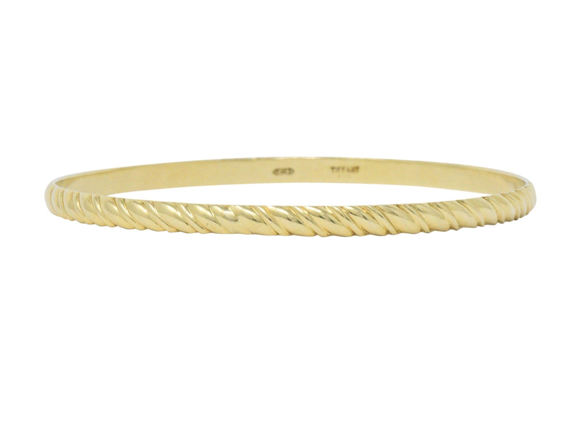 Tiffany & Co. Vintage 14 Karat Gold Ribbed Bangle Bracelet Wilson's Estate Jewelry