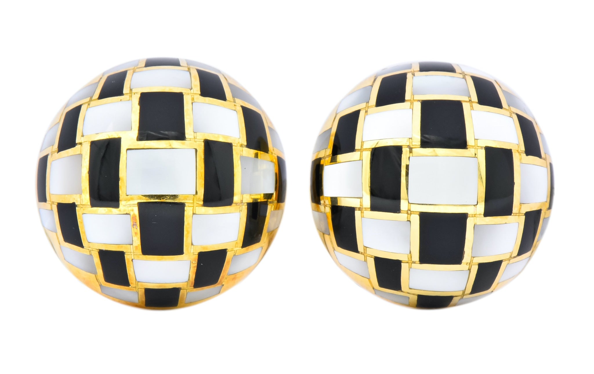 Tiffany & Co. Onyx Mother-of-Pearl 18 Karat Gold Checkerboard Ear-Clip Earrings - Wilson's Estate Jewelry