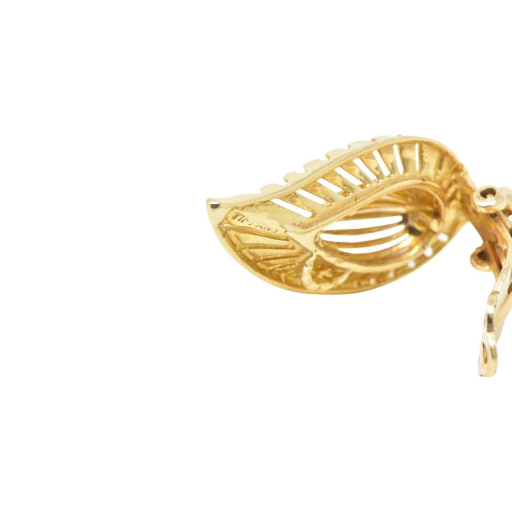 Tiffany & Co. Vintage 14K Yellow Gold Leaf Clip Earrings Wilson's Estate Jewelry